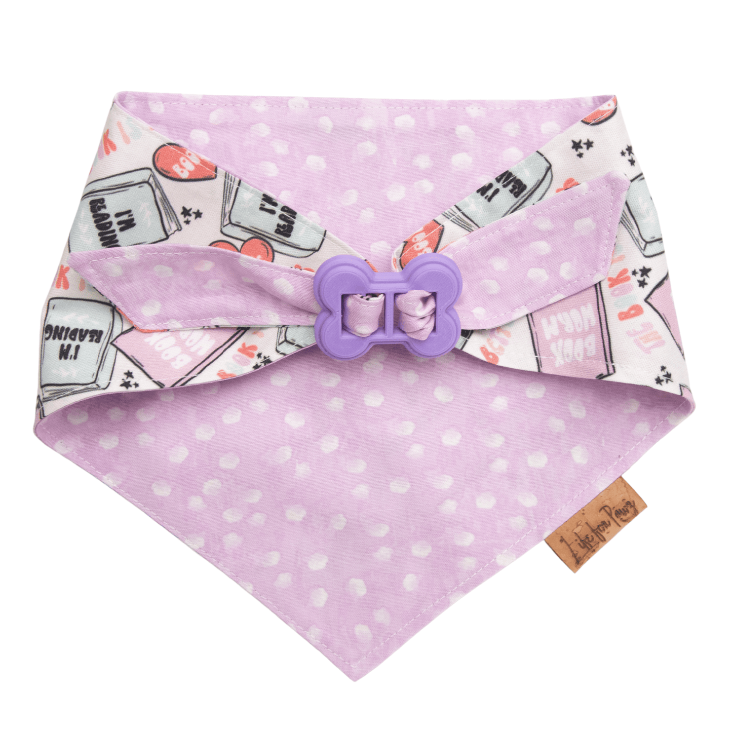 Dog bandana Reversible Book Lover Dog Bandana - Life for Pawz - Bone Clasp