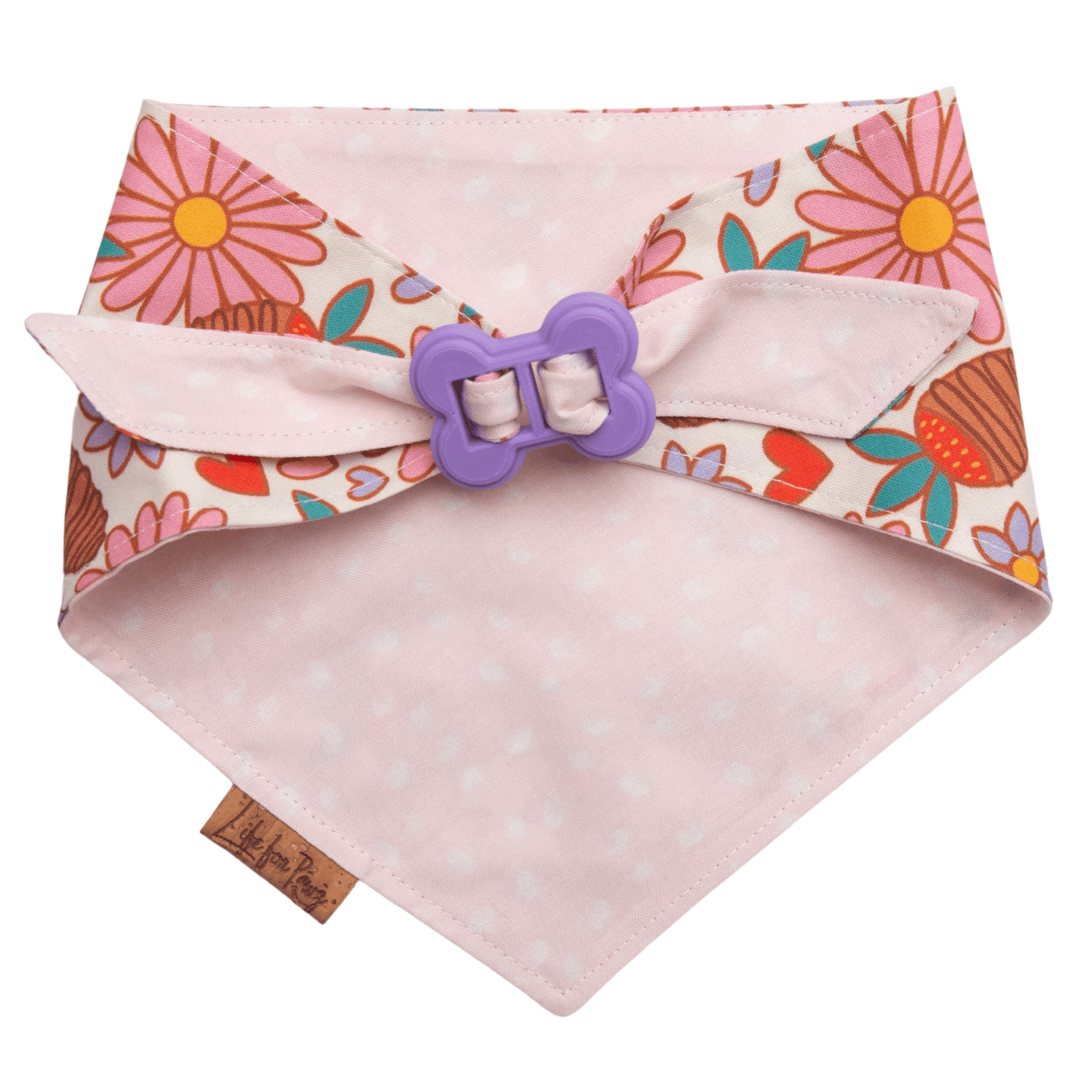 Dog bandana Reversible Chocolate Strawberry Dog Bandana - Life for Pawz - Bone Clasp