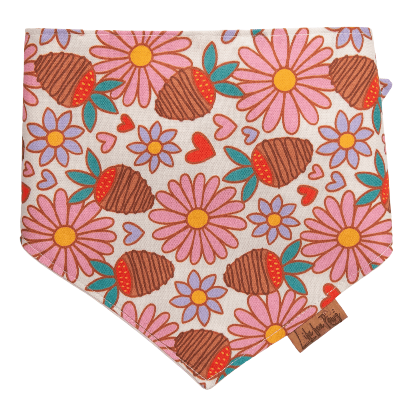 Dog bandana Reversible Chocolate Strawberry Dog Bandana - Life for Pawz - Bone Clasp