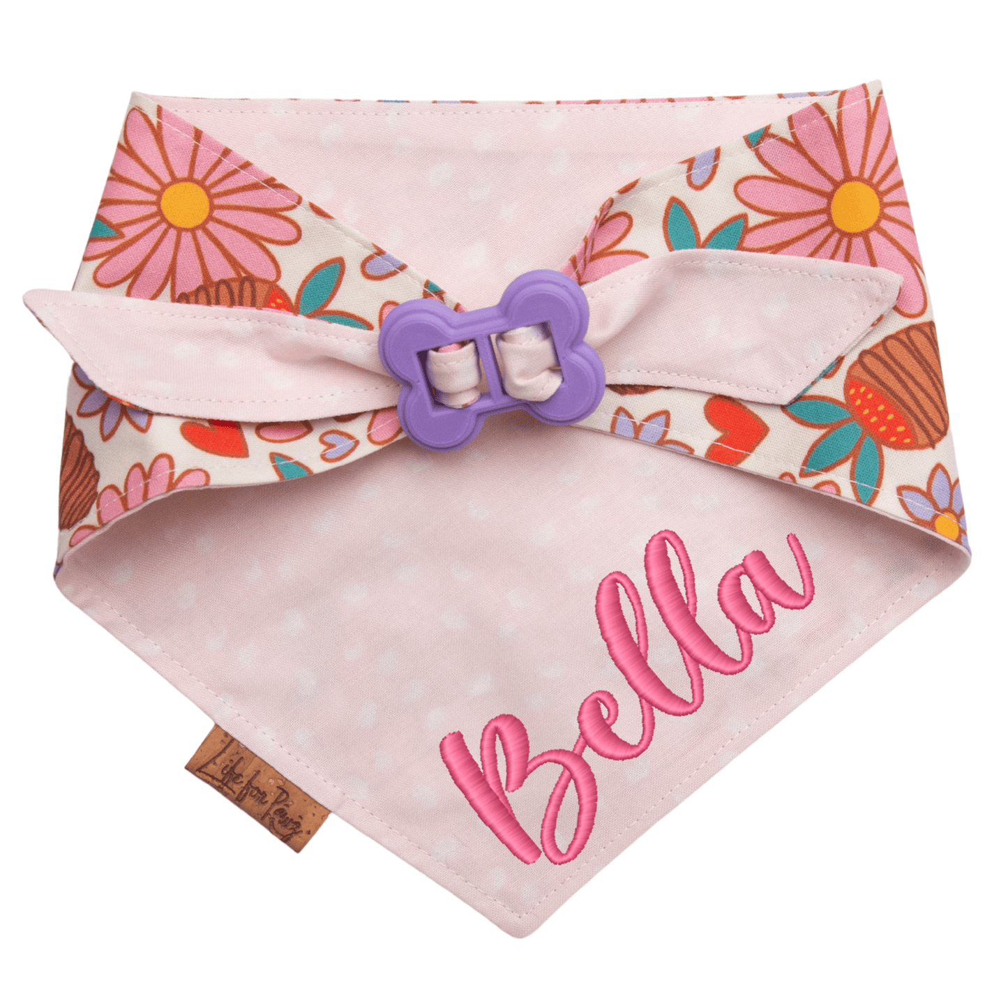 Dog bandana Reversible Chocolate Strawberry Dog Bandana - Life for Pawz - Bone Clasp