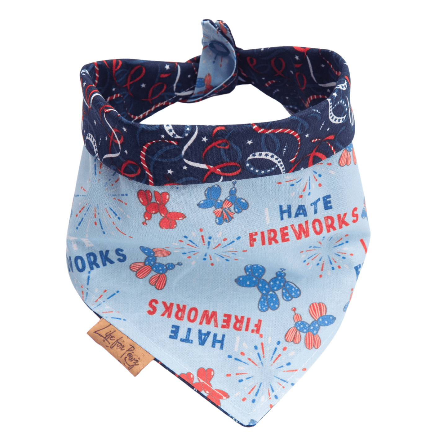 Dog bandana Reversible I Hate Fireworks Dog Bandana - Life for Pawz - Reversible Dog Bandana