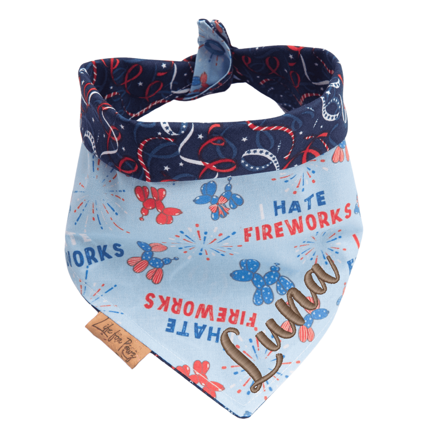 Dog bandana Reversible I Hate Fireworks Dog Bandana - Life for Pawz - Reversible Dog Bandana