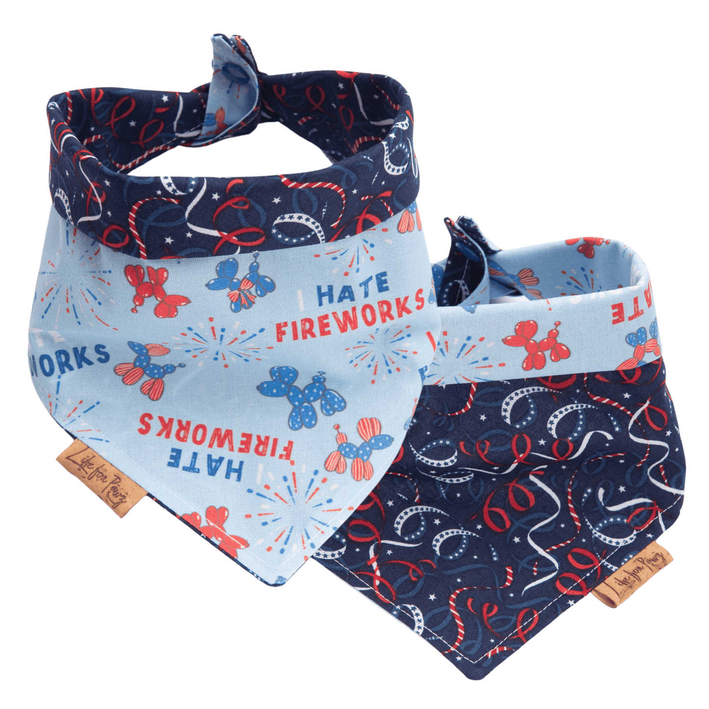 Dog bandana Reversible I Hate Fireworks Dog Bandana - Life for Pawz - Reversible Dog Bandana