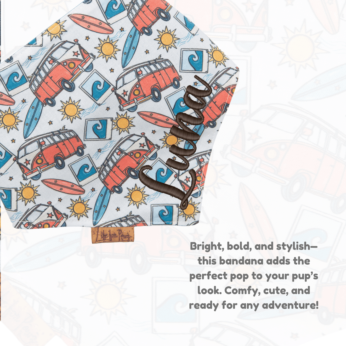 Dog bandana Reversible Surf Van Dog Bandana - Life for Pawz - Bone Clasp
