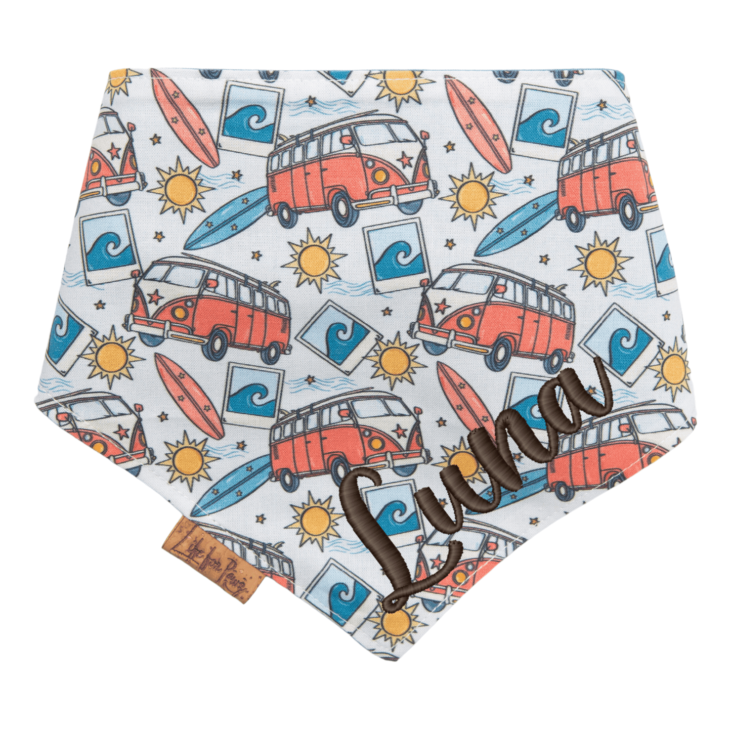 Dog bandana Reversible Surf Van Dog Bandana - Life for Pawz - Bone Clasp