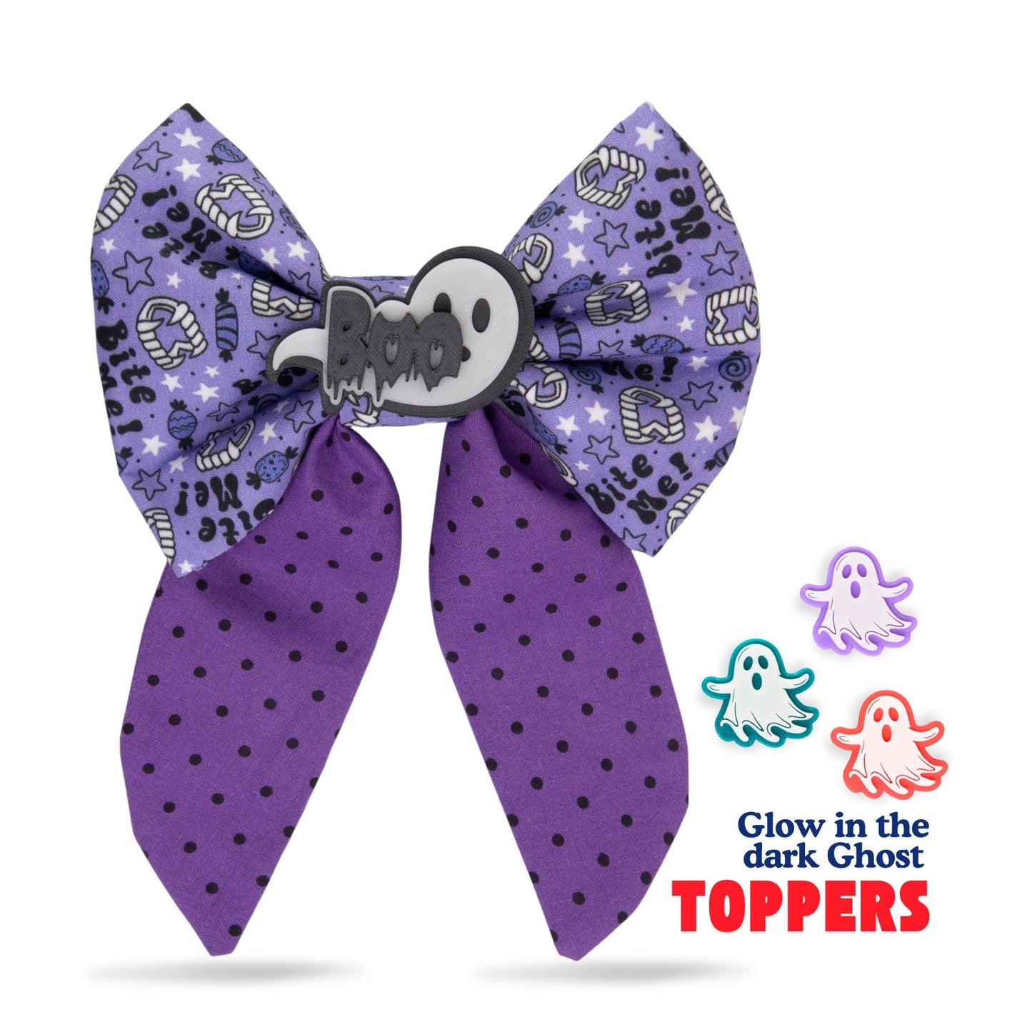 Sailor Bow Purple Boo Halloween Bow by Life for Pawz – Handmade for pets