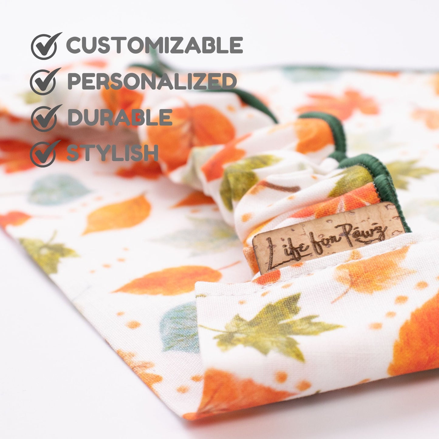 Scrunchie Bandanas Autumn Leaves by Life for Pawz – Handmade for pets