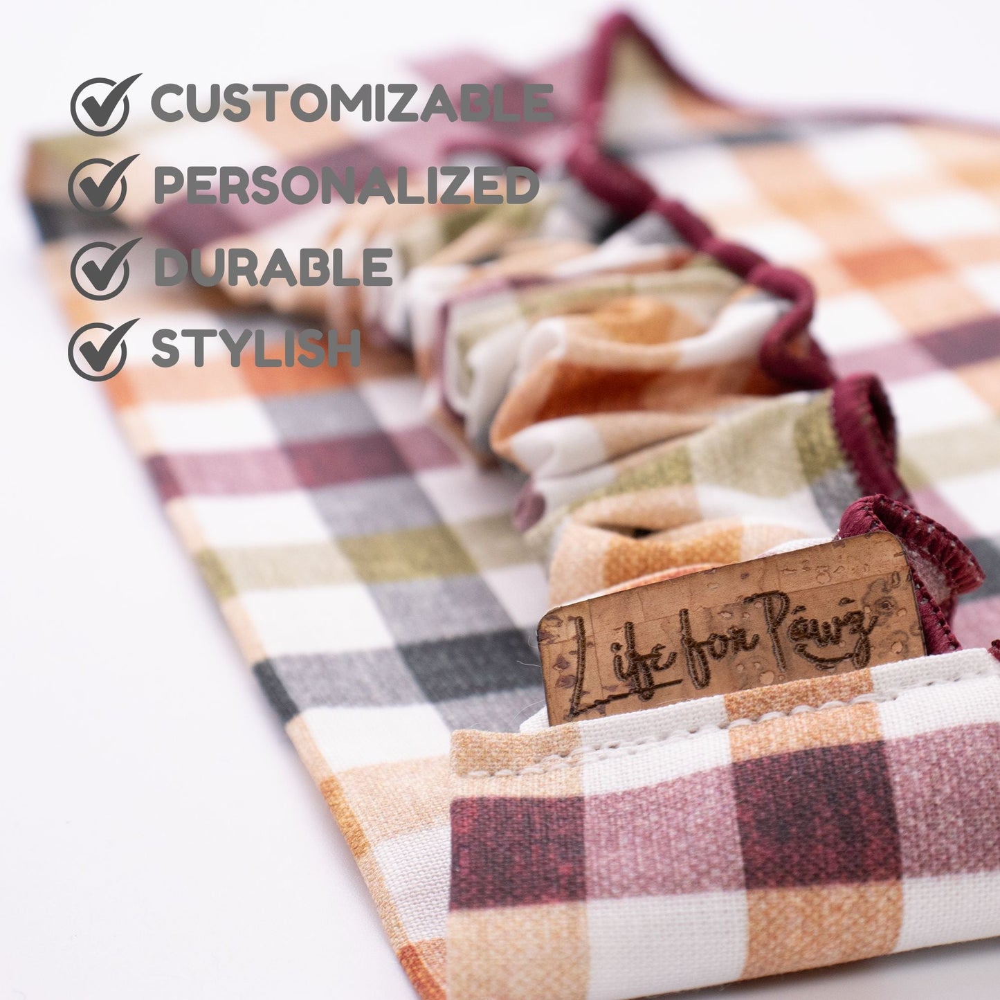 Scrunchie Bandanas Autumn Plaid by Life for Pawz – Handmade for pets