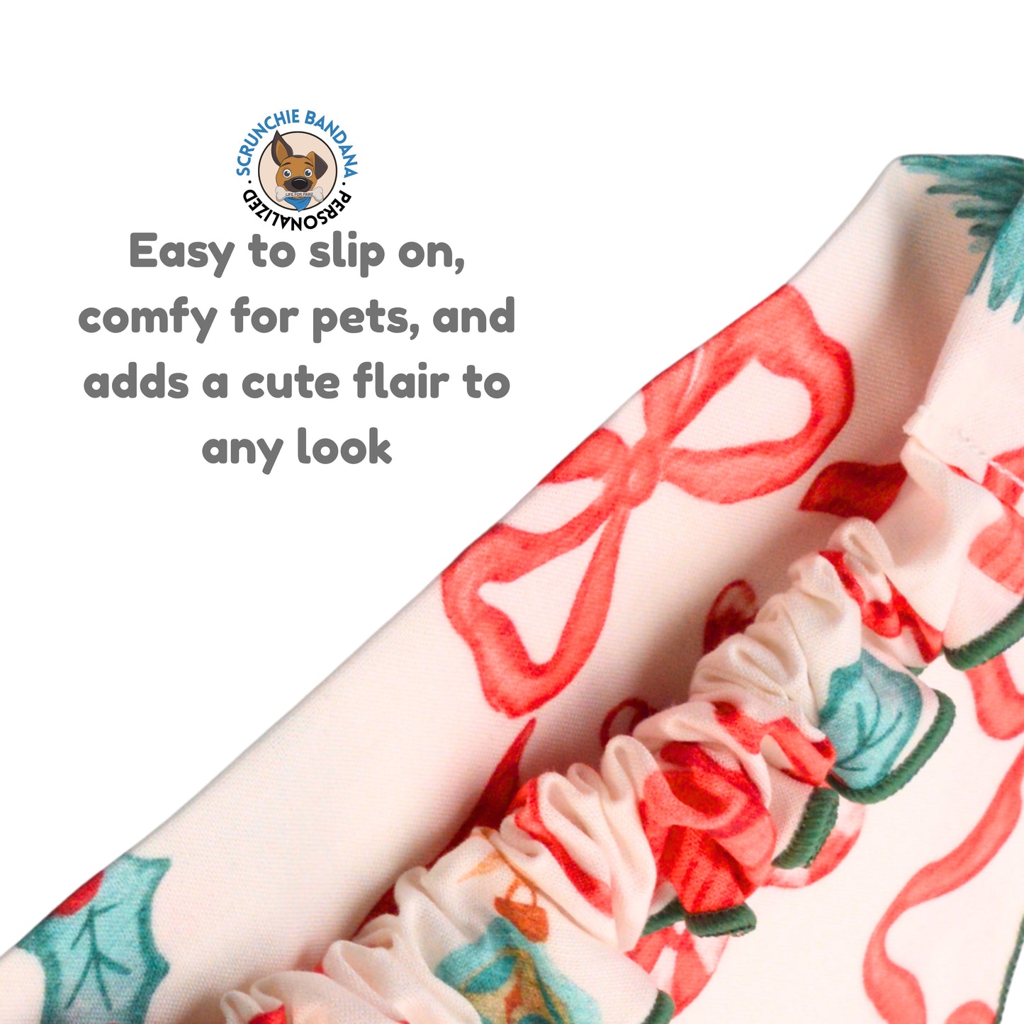 Scrunchie Bandanas Christmas Bows Scrunchie Bandana by Life for Pawz – Handmade for pets