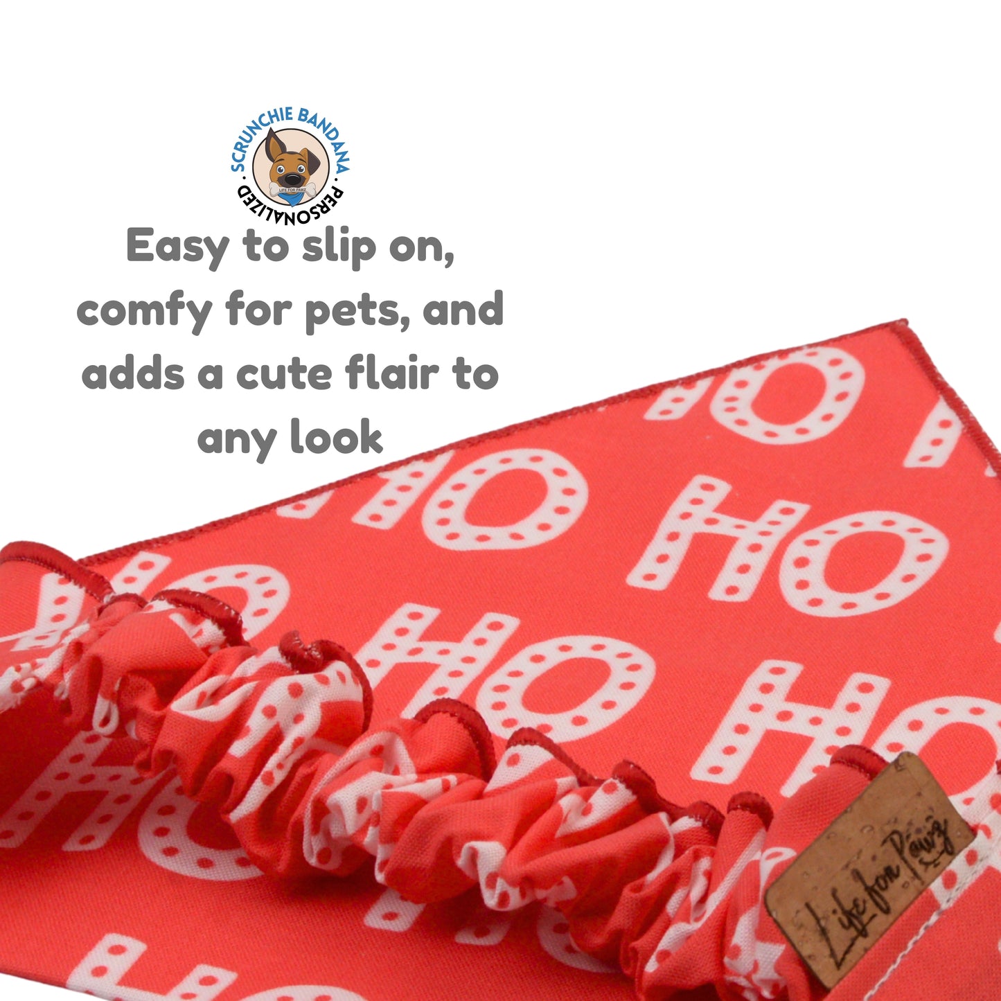 Scrunchie Bandanas Christmas Ho Ho Ho Scrunchie Bandana by Life for Pawz – Handmade for pets