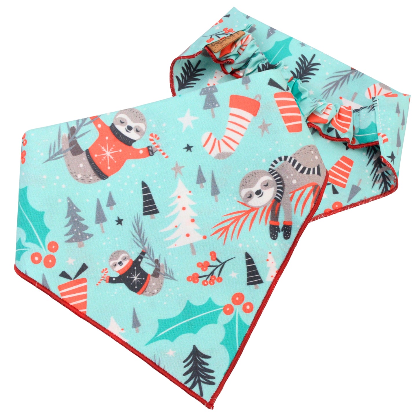 Scrunchie Bandanas Christmas Sloth Scrunchie Bandana by Life for Pawz – Handmade for pets
