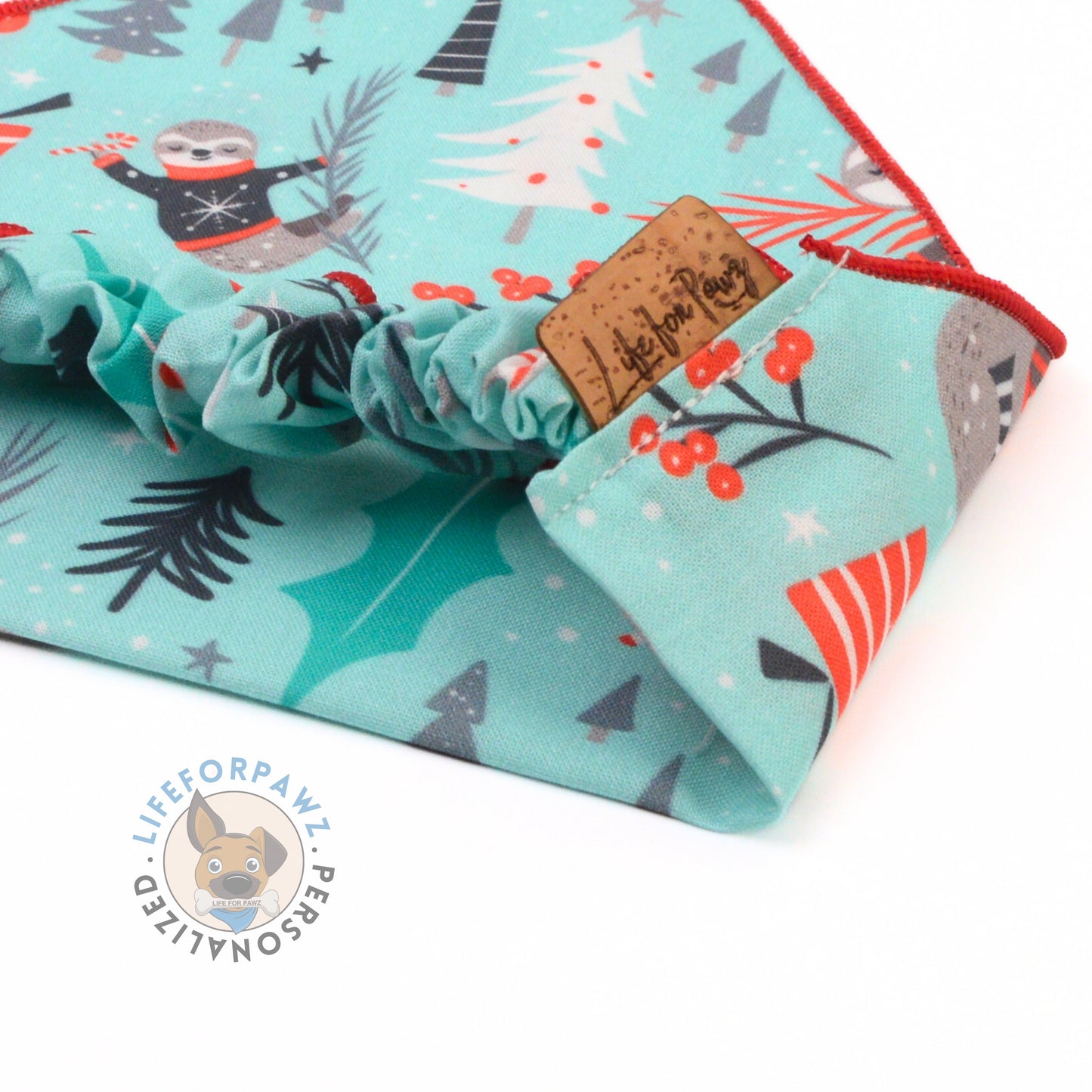 Scrunchie Bandanas Christmas Sloth Scrunchie Bandana by Life for Pawz – Handmade for pets