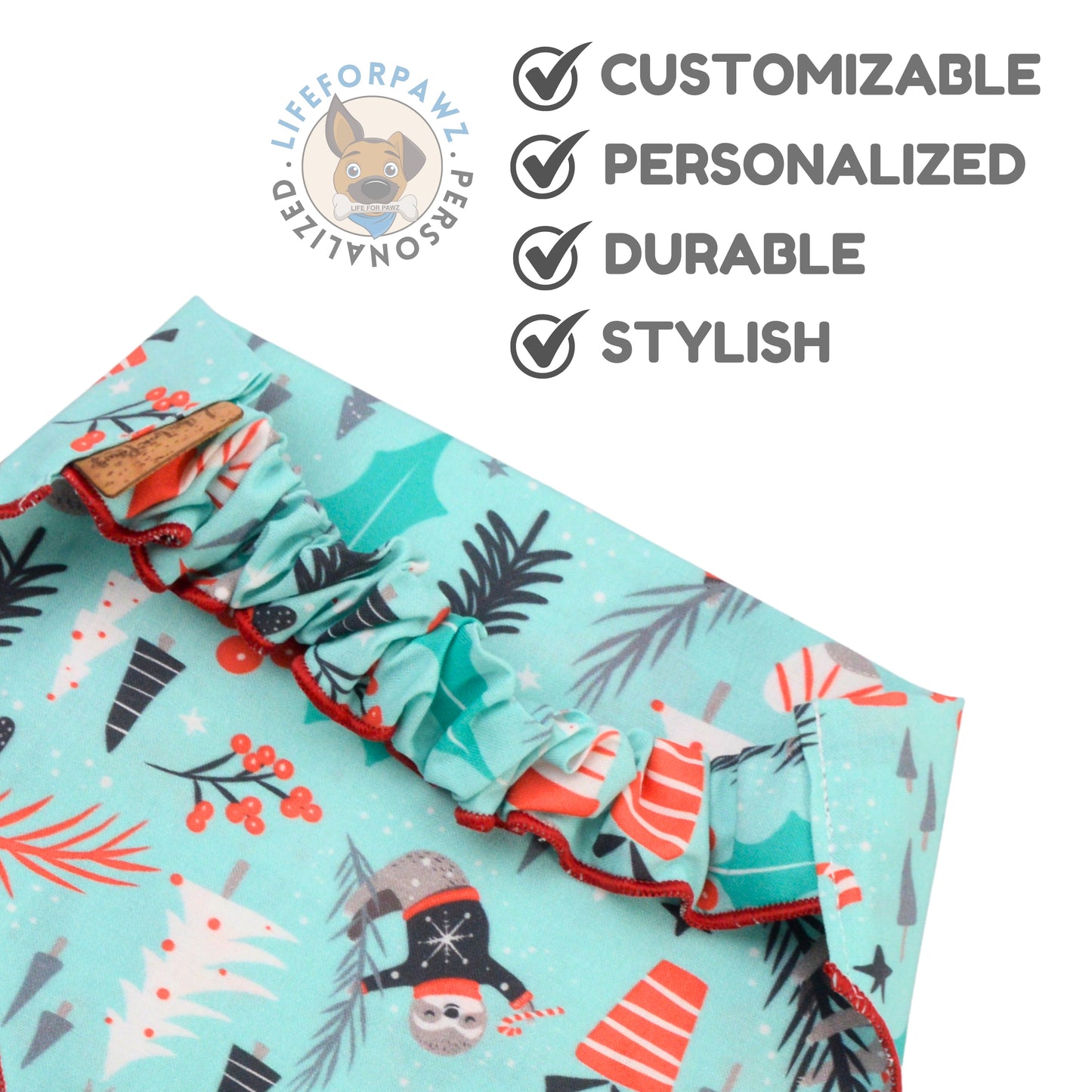 Scrunchie Bandanas Christmas Sloth Scrunchie Bandana by Life for Pawz – Handmade for pets