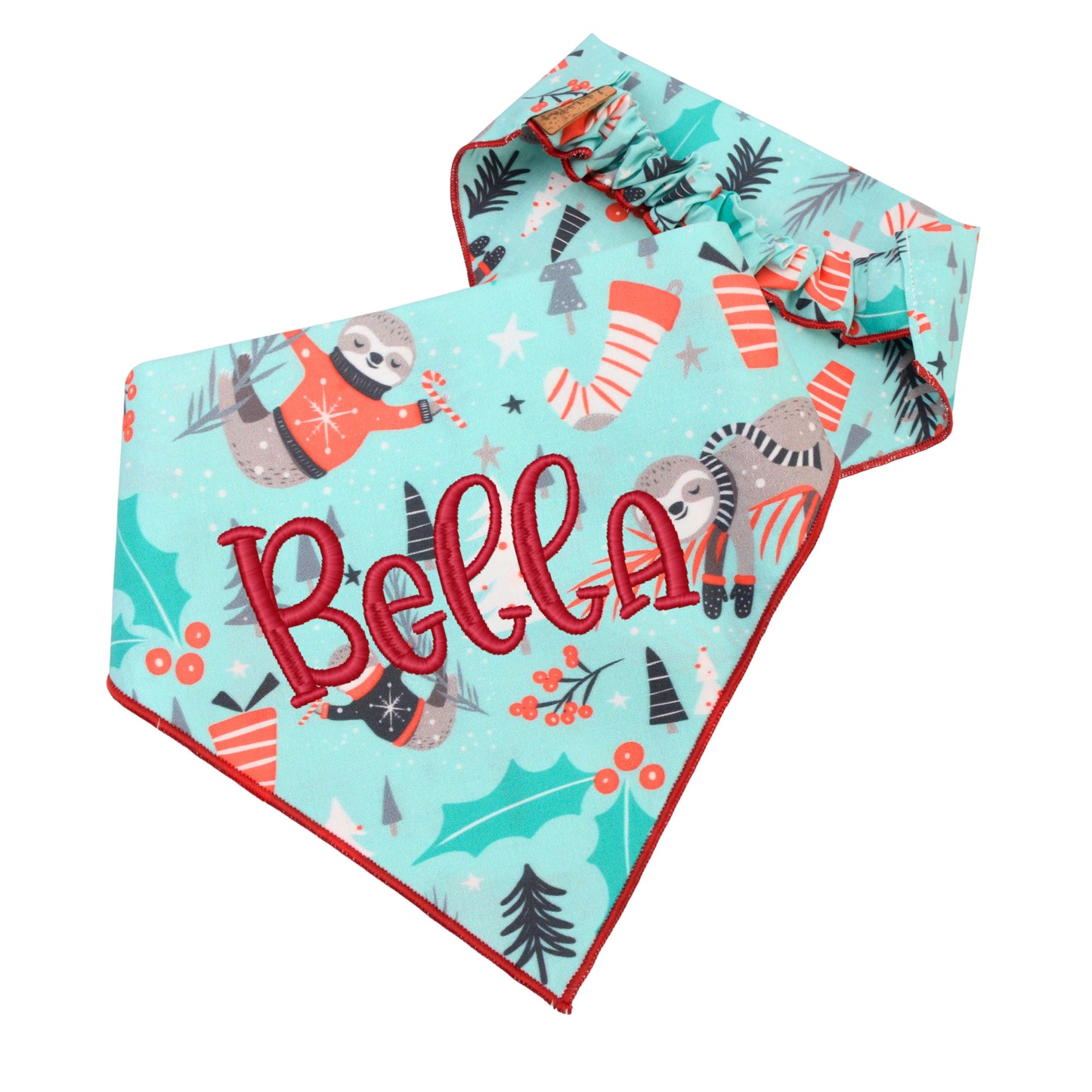 Scrunchie Bandanas Christmas Sloth Scrunchie Bandana by Life for Pawz – Handmade for pets