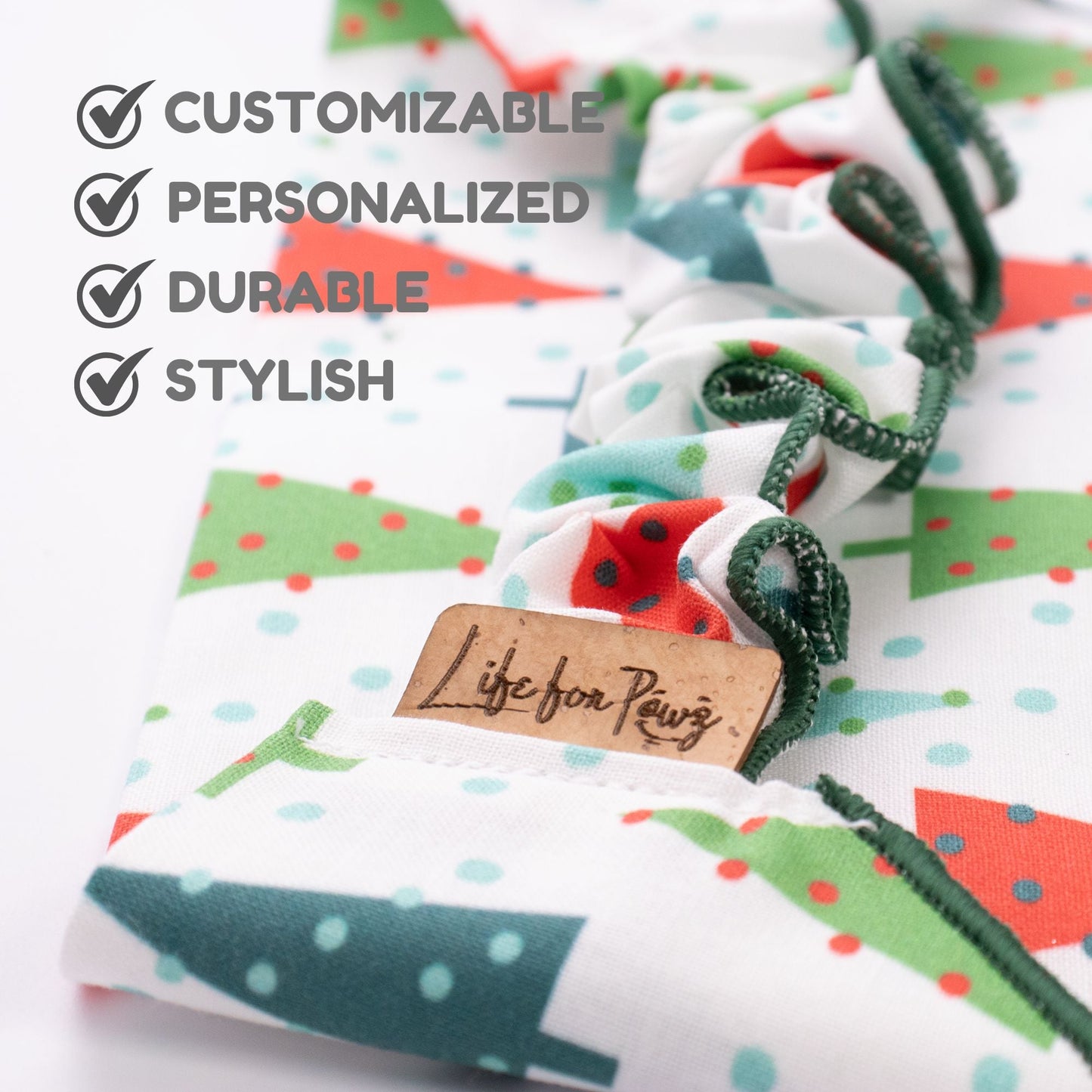 Scrunchie Bandanas Christmas Trees by Life for Pawz – Handmade for pets