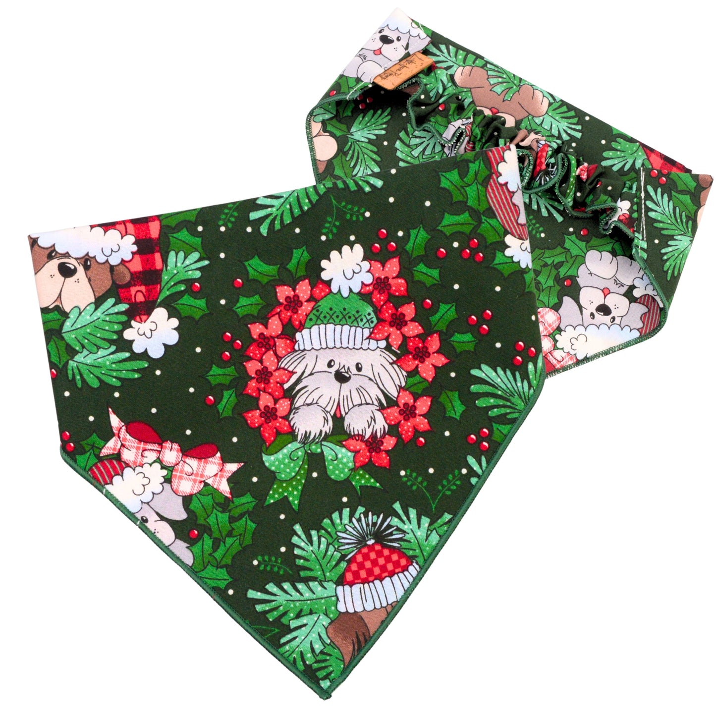Scrunchie Bandanas Christmas Wreath Scrunchie Bandana by Life for Pawz – Handmade for pets