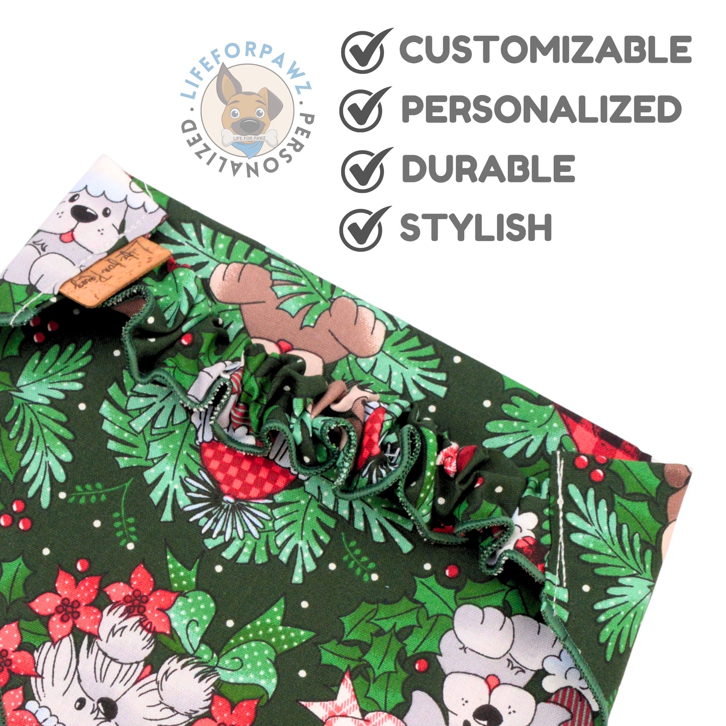 Scrunchie Bandanas Christmas Wreath Scrunchie Bandana by Life for Pawz – Handmade for pets