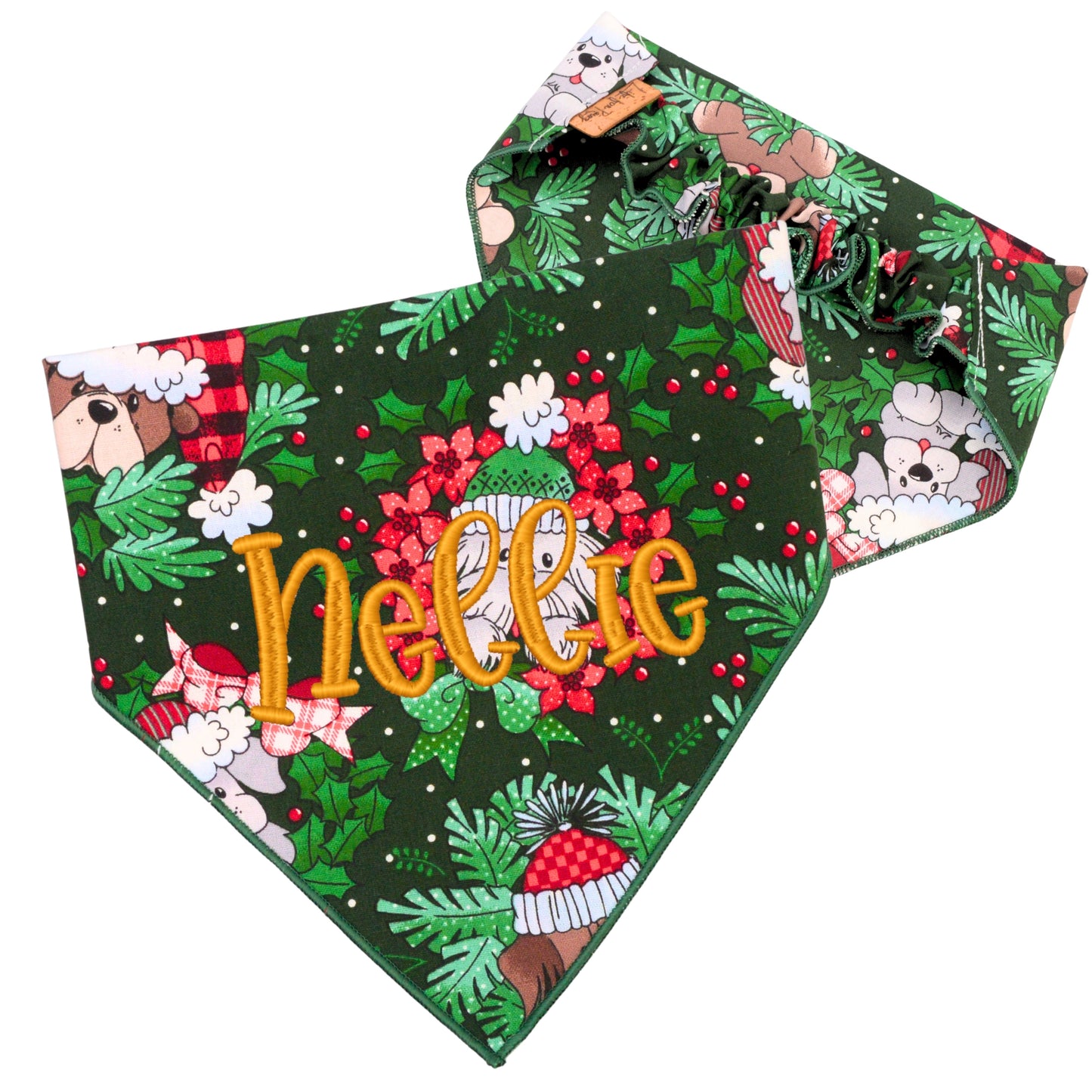 Scrunchie Bandanas Christmas Wreath Scrunchie Bandana by Life for Pawz – Handmade for pets