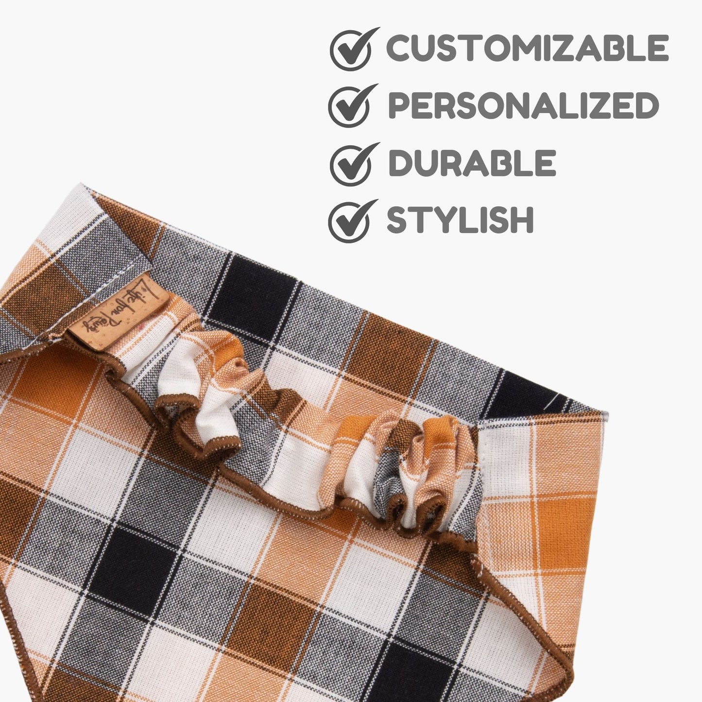 Scrunchie Bandanas Golden Plaid by Life for Pawz – Handmade for pets