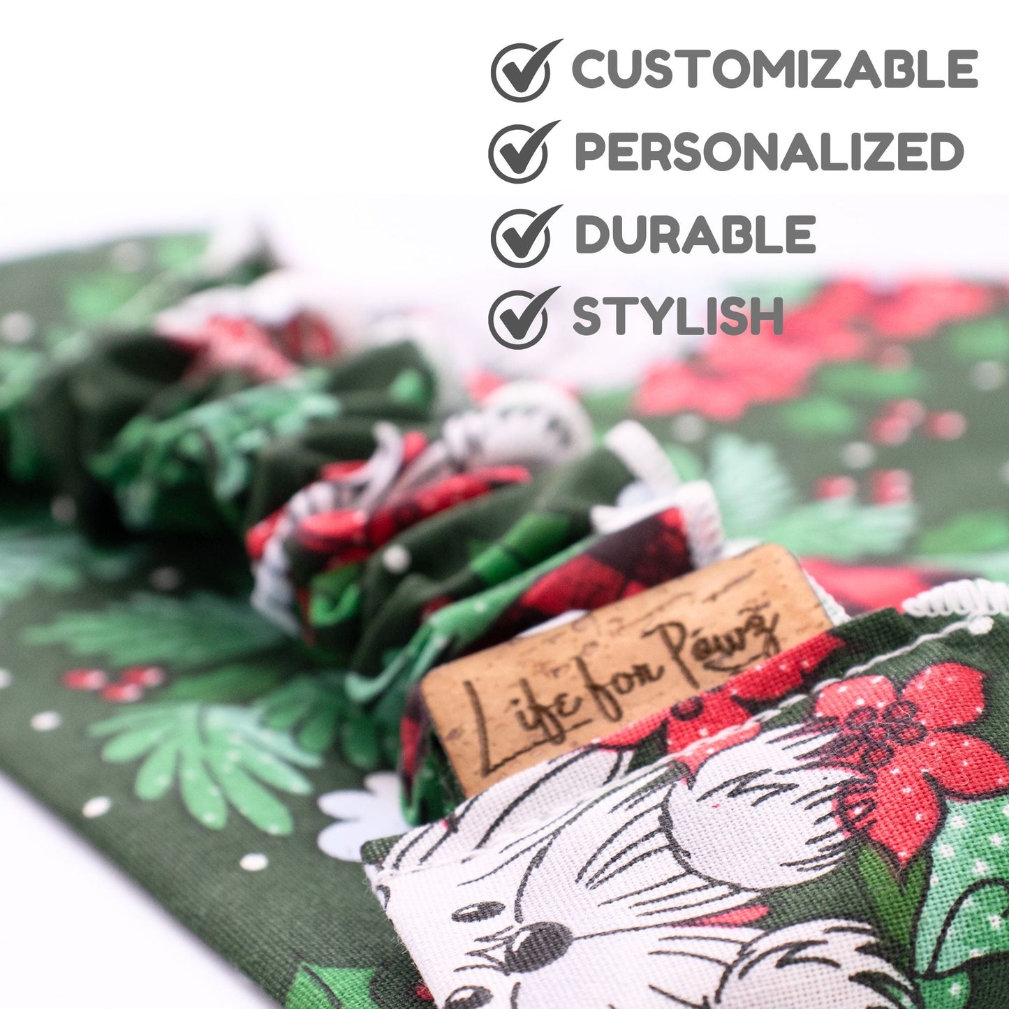 Scrunchie Bandanas Holiday Puppies by Life for Pawz – Handmade for pets