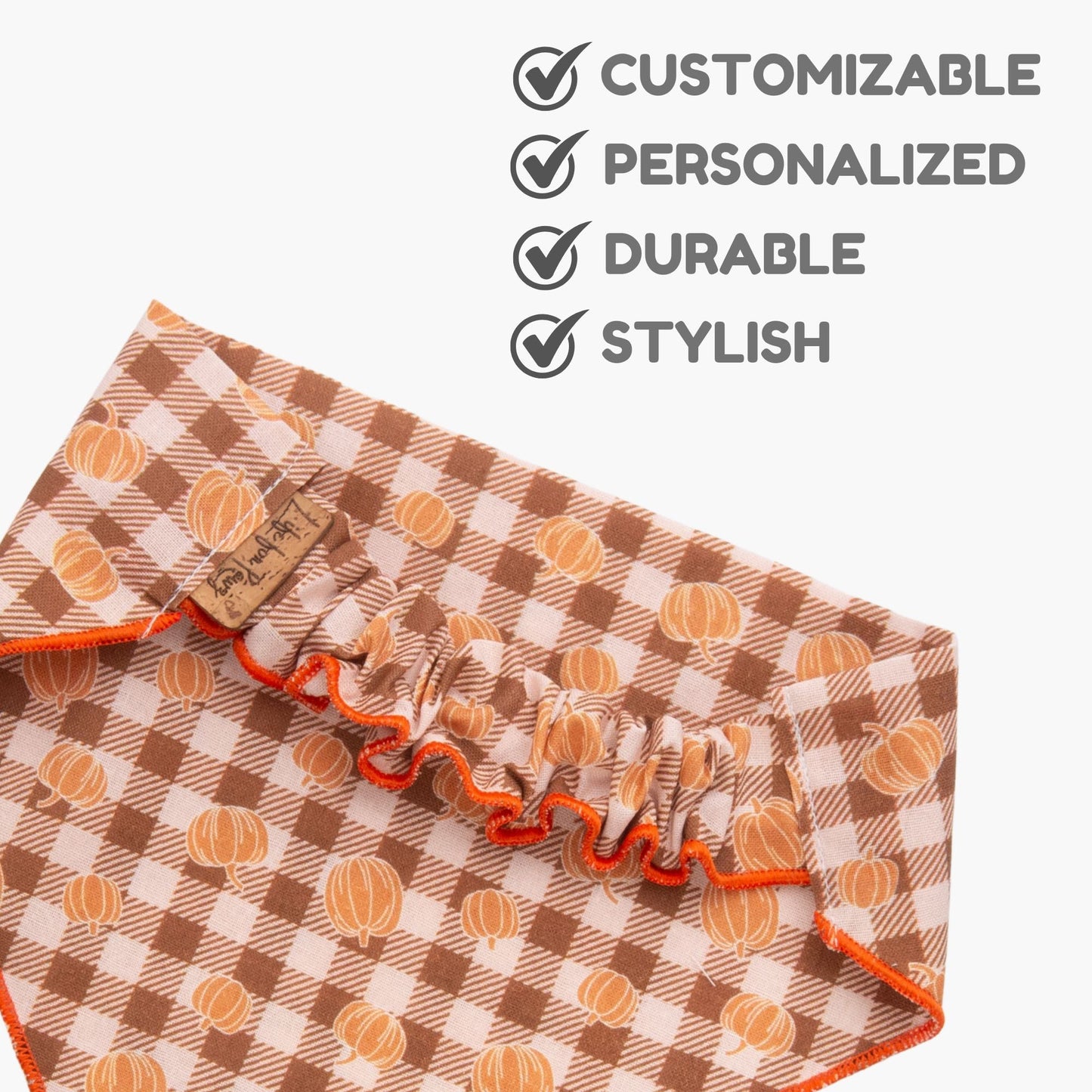 Scrunchie Bandanas Pumpkin Gingham by Life for Pawz – Handmade for pets