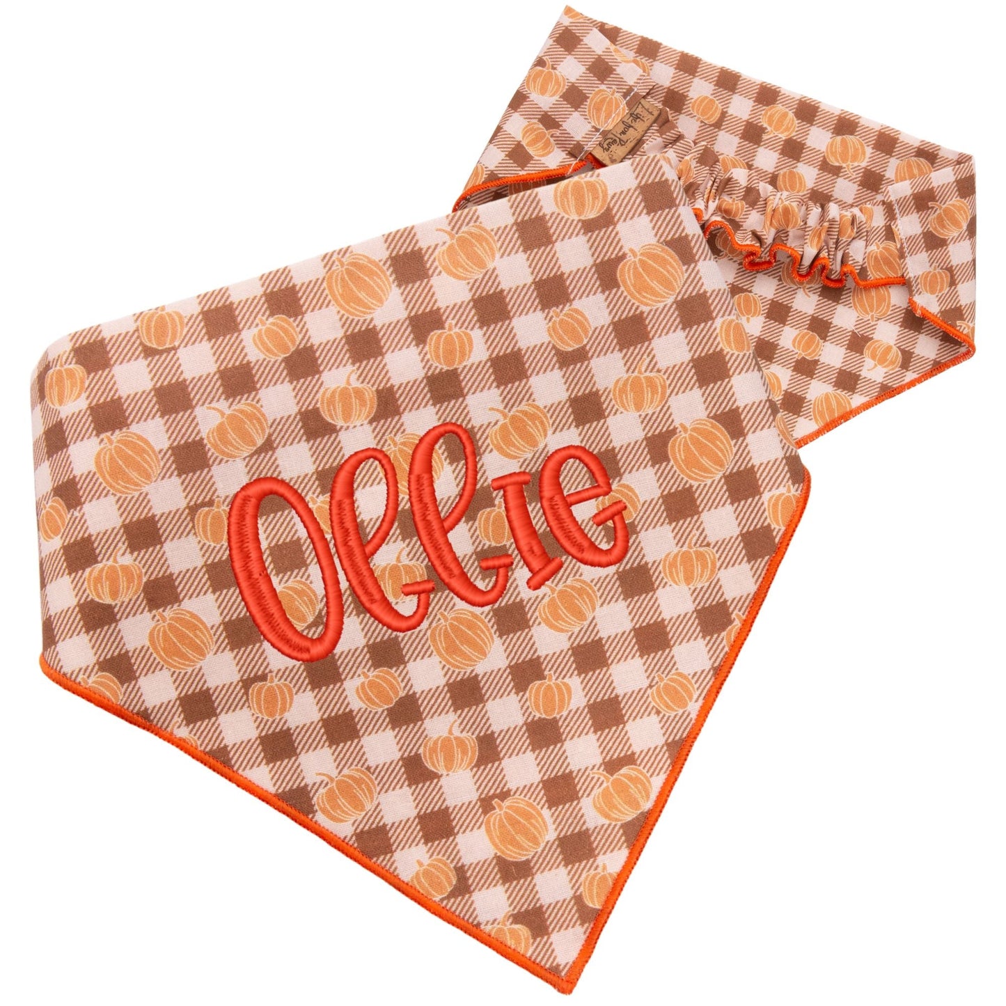 Scrunchie Bandanas Pumpkin Gingham by Life for Pawz – Handmade for pets