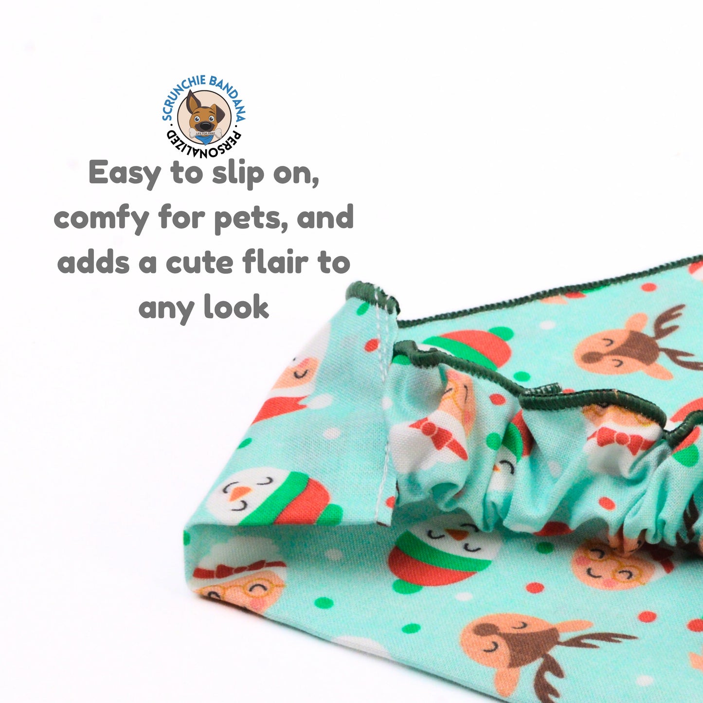 Scrunchie Bandanas Santa Elf Reindeer Scrunchie Bandana by Life for Pawz – Handmade for pets
