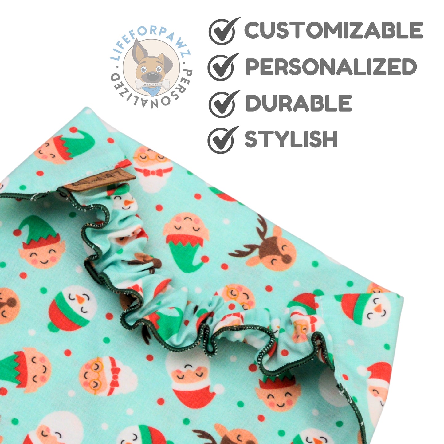 Scrunchie Bandanas Santa Elf Reindeer Scrunchie Bandana by Life for Pawz – Handmade for pets