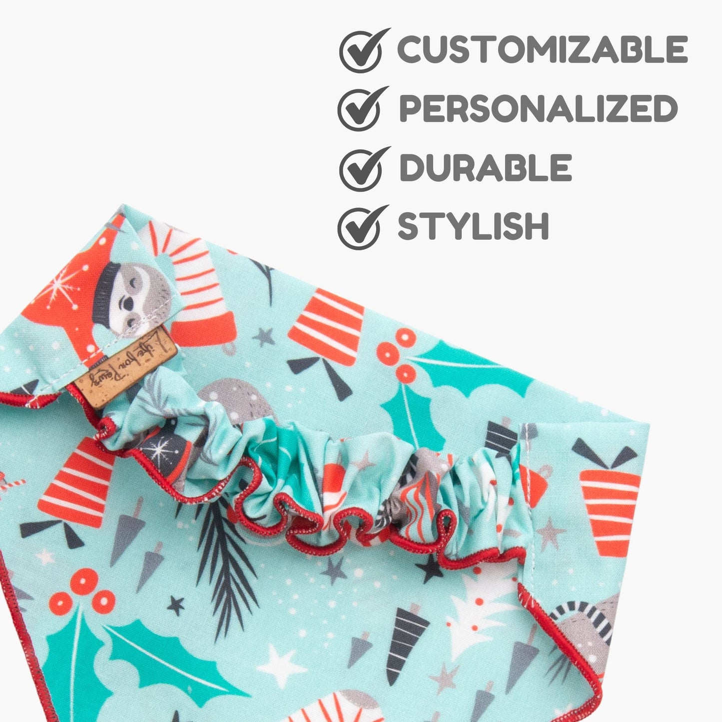 Scrunchie Bandanas Sloth Christmas by Life for Pawz – Handmade for pets