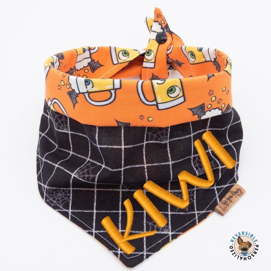 Tie and Snap Beer Mug Bats Spiderweb by Life for Pawz – Handmade for pets