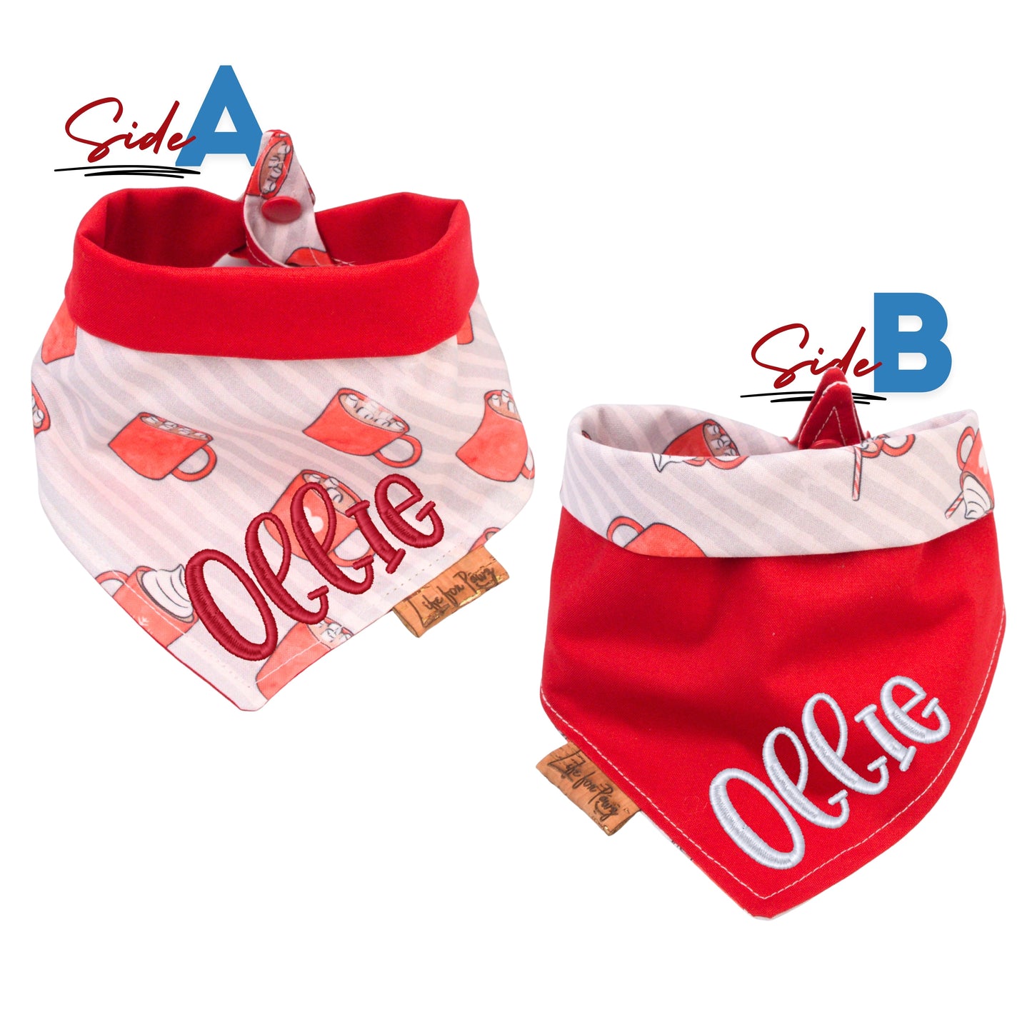 Tie and Snap Christmas Cocoa Tie & Snap Bandana by Life for Pawz – Handmade for pets