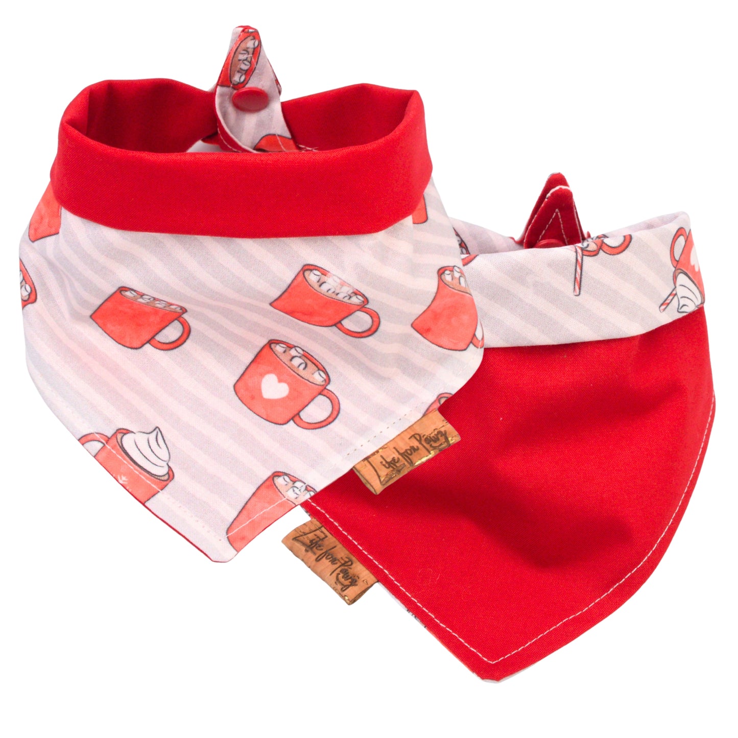 Tie and Snap Christmas Cocoa Tie & Snap Bandana by Life for Pawz – Handmade for pets