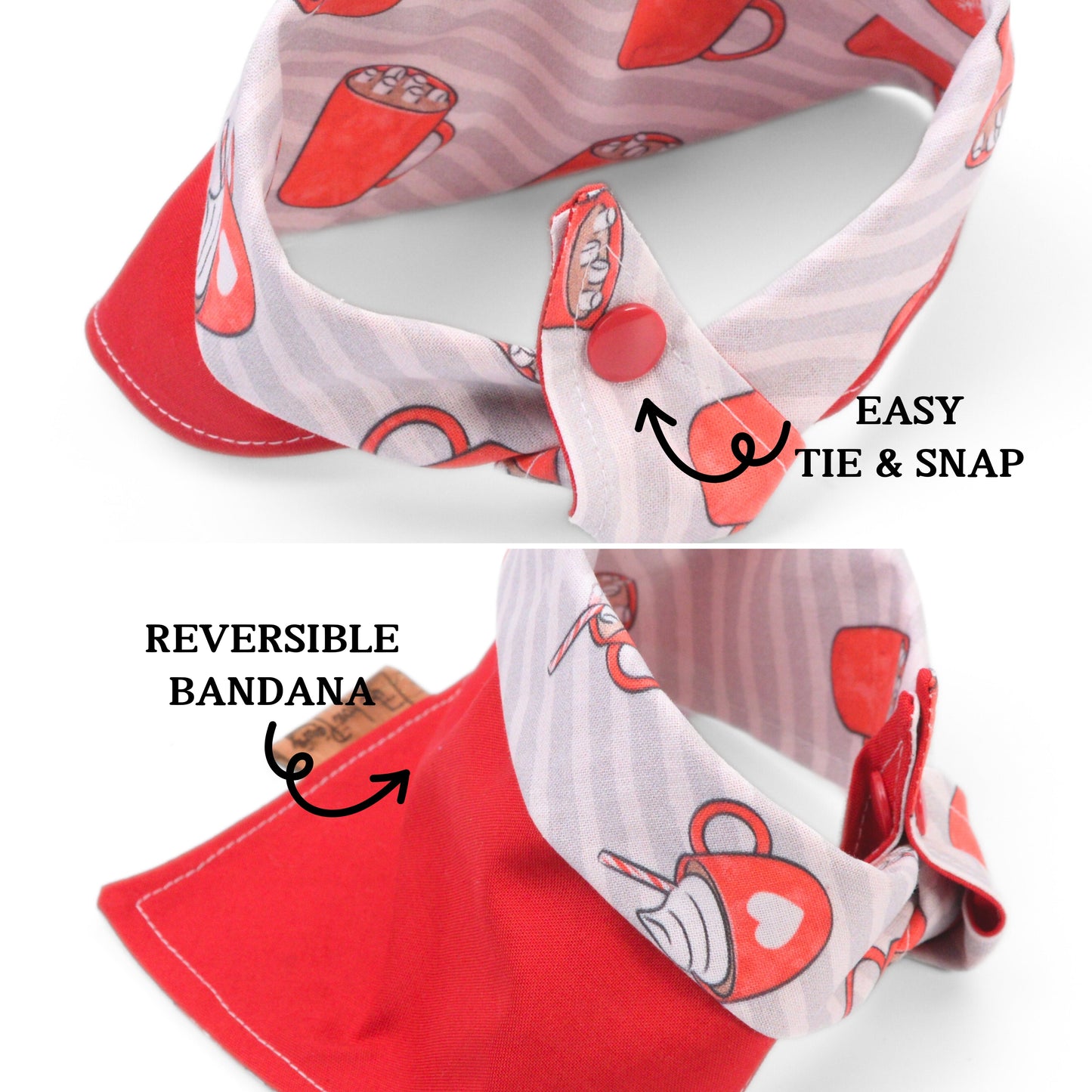 Tie and Snap Christmas Cocoa Tie & Snap Bandana by Life for Pawz – Handmade for pets