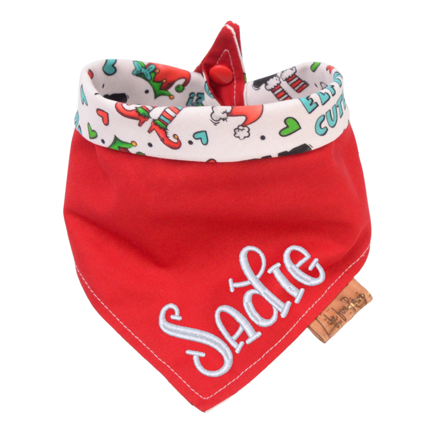 Tie and Snap Christmas Elf Tie & Snap Bandana by Life for Pawz – Handmade for pets