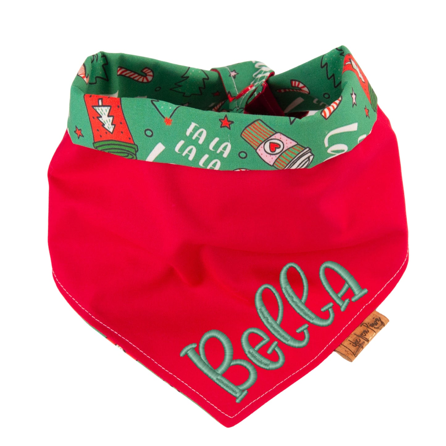 Tie and Snap Christmas Latte Bandana by Life for Pawz – Handmade for pets