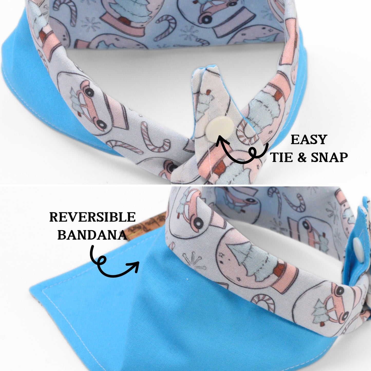 Tie and Snap Christmas Snow Globe Tie & Snap Bandana by Life for Pawz – Handmade for pets