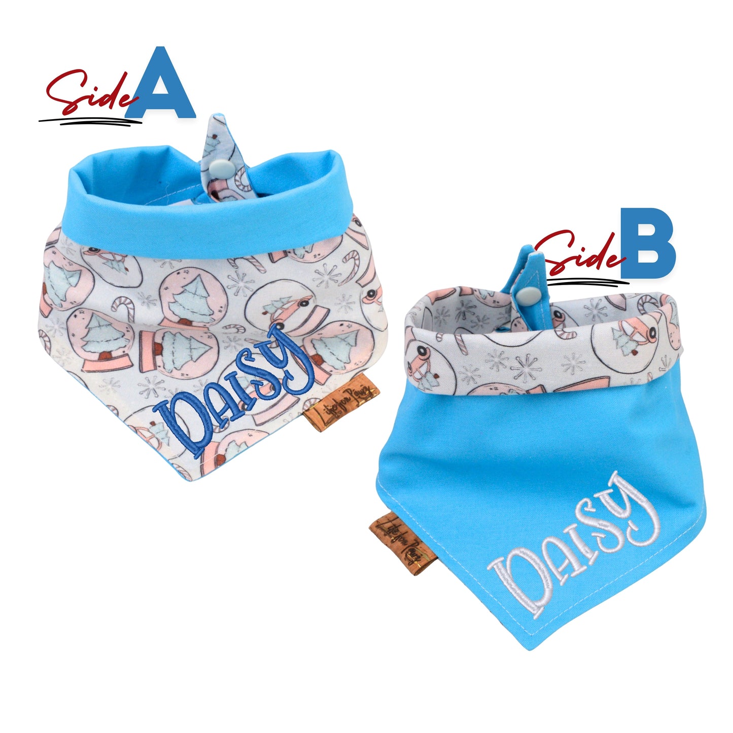 Tie and Snap Christmas Snow Globe Tie & Snap Bandana by Life for Pawz – Handmade for pets