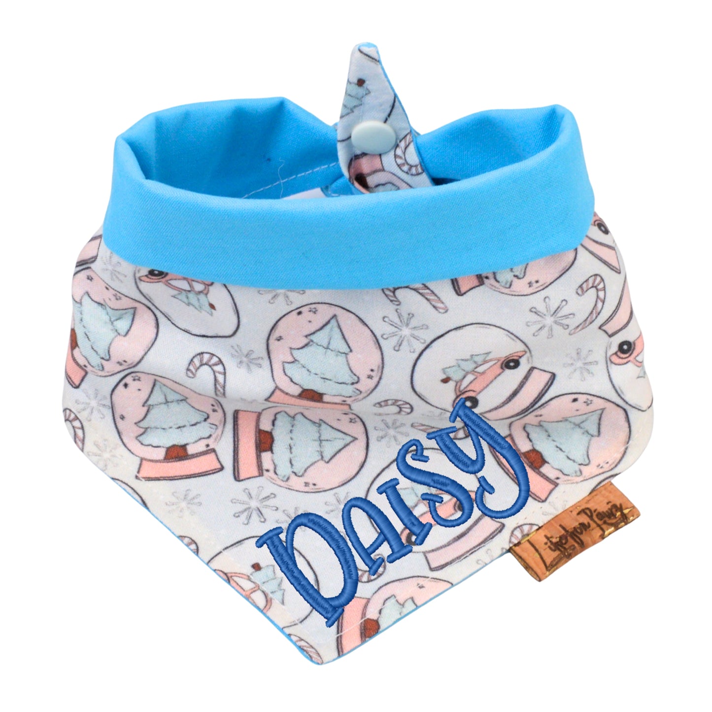 Tie and Snap Christmas Snow Globe Tie & Snap Bandana by Life for Pawz – Handmade for pets