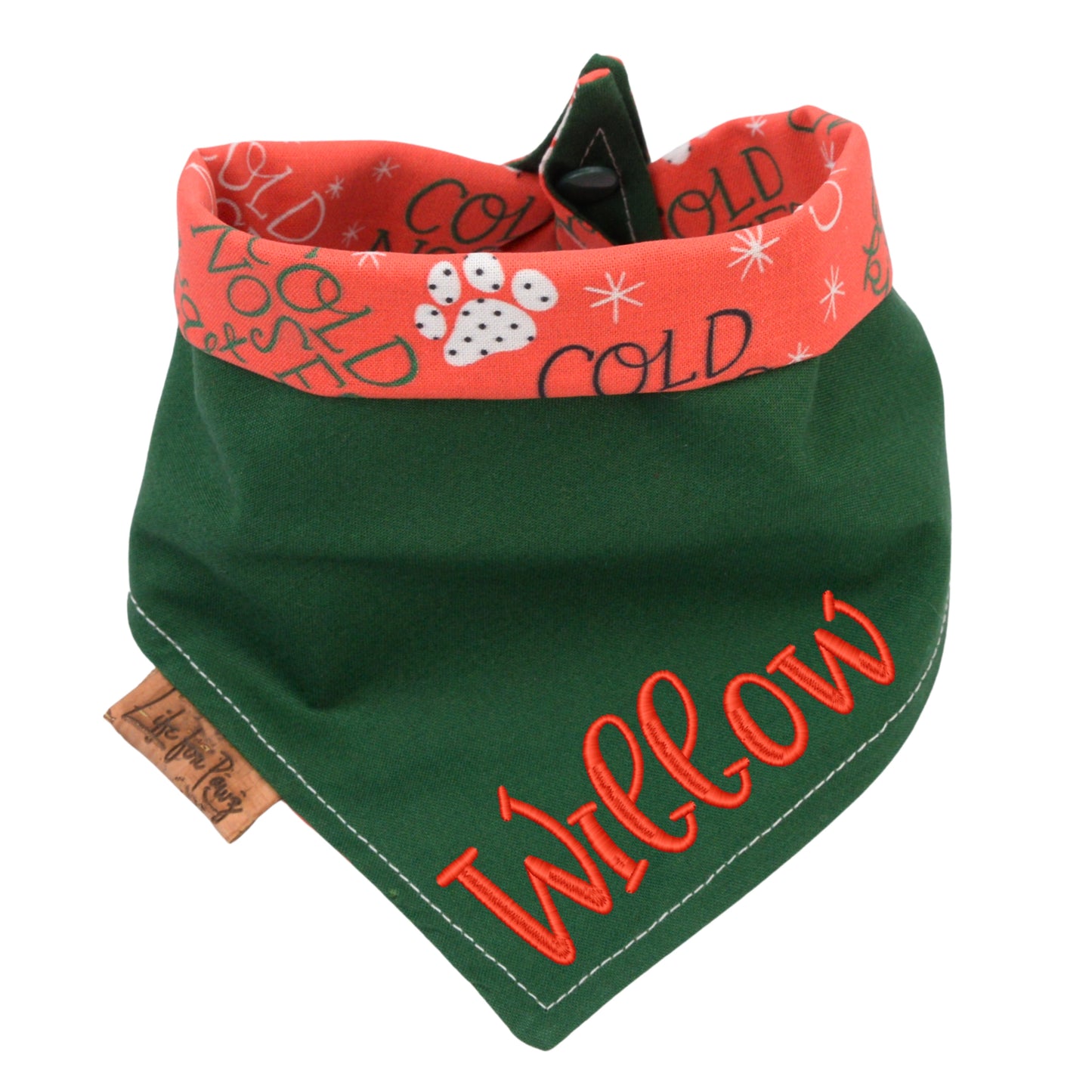 Tie and Snap Christmas Warm Kisses Tie & Snap Bandana by Life for Pawz ā Handmade for pets