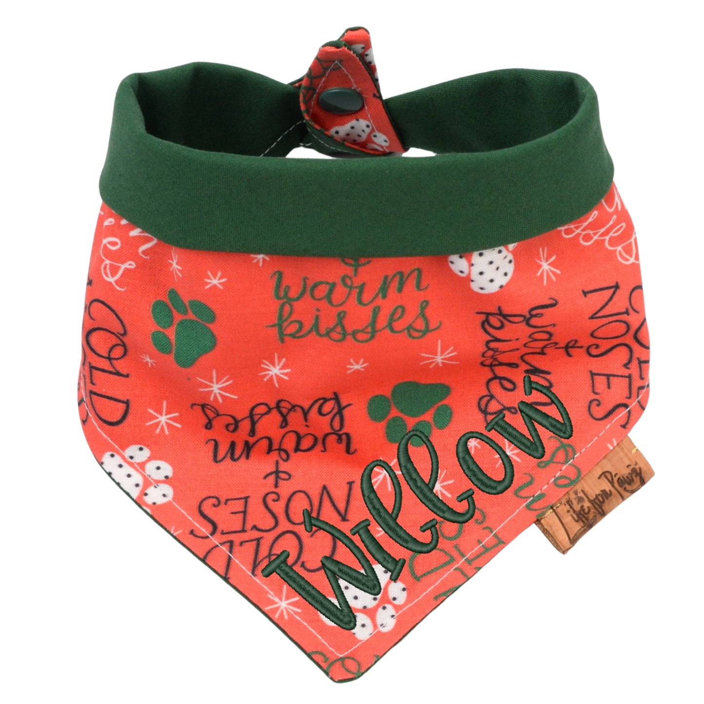Tie and Snap Christmas Warm Kisses Tie & Snap Bandana by Life for Pawz ā Handmade for pets