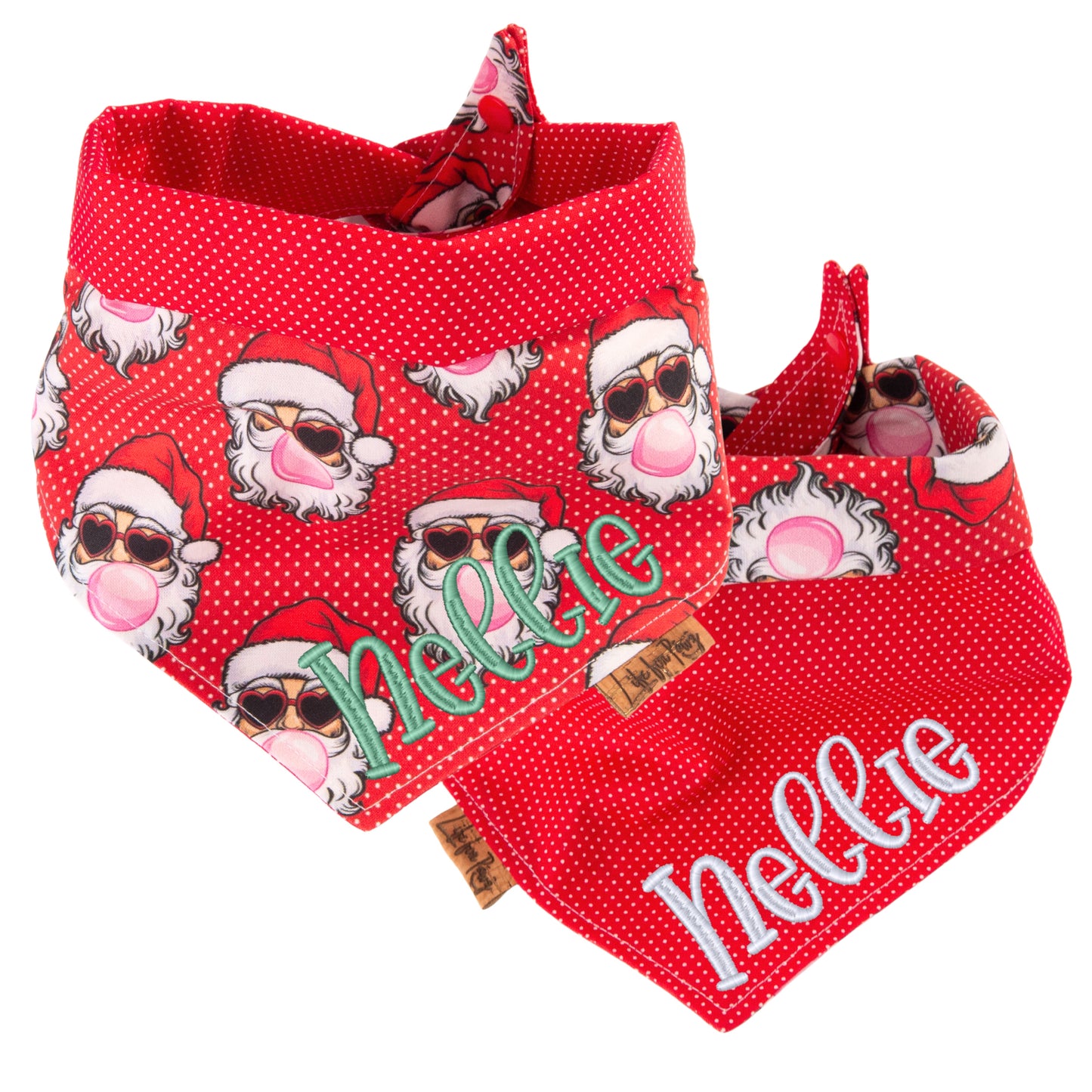 Tie and Snap Cool Santa Bandana by Life for Pawz – Handmade for pets