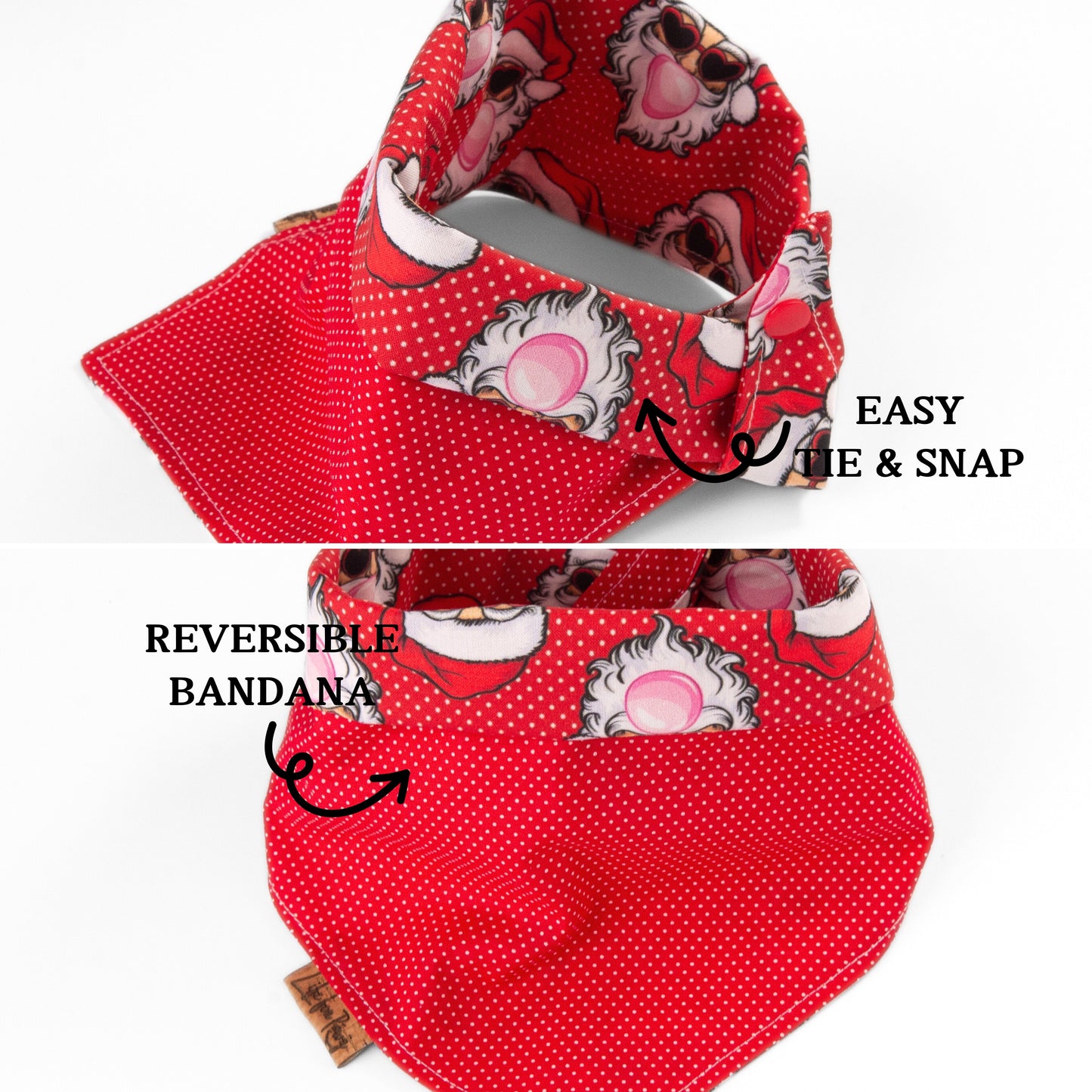Tie and Snap Cool Santa Bandana by Life for Pawz – Handmade for pets