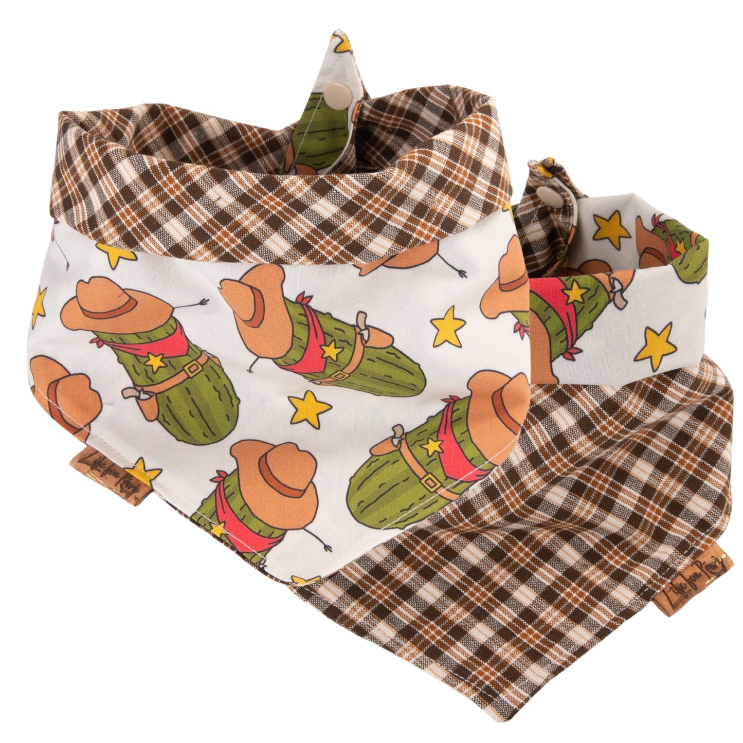 Tie and Snap Cowboy Cactus Bandana by Life for Pawz – Handmade for pets