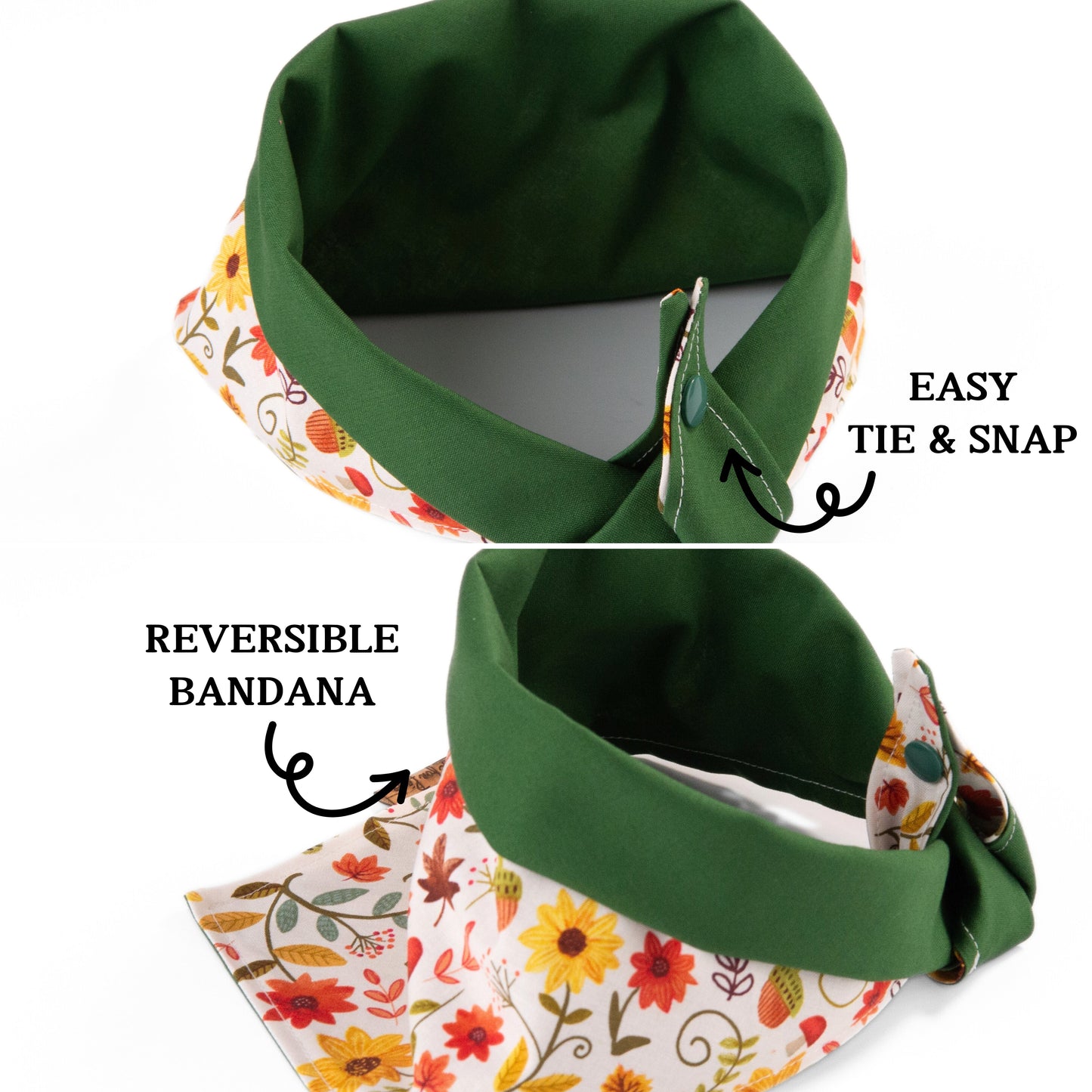 Tie and Snap Fall Floral Bandana by Life for Pawz – Handmade for pets