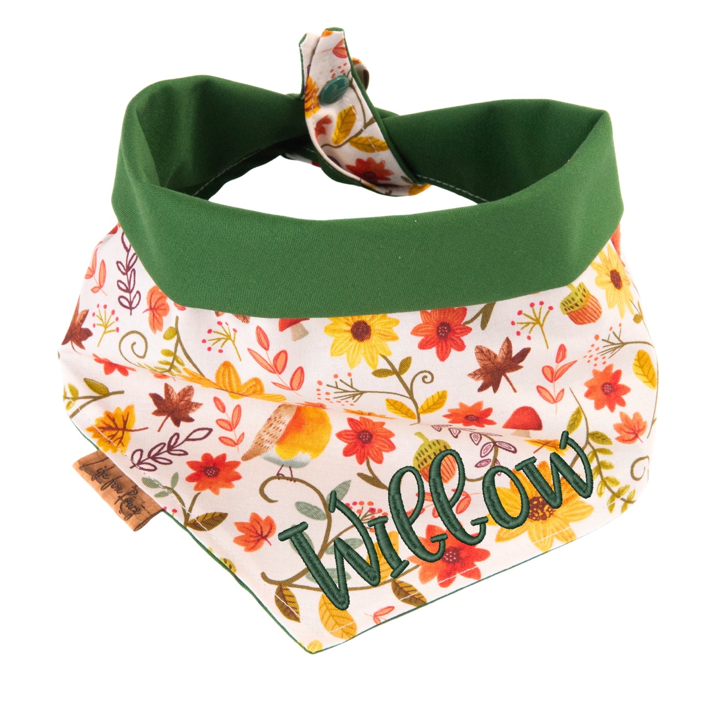 Tie and Snap Fall Floral Bandana by Life for Pawz – Handmade for pets