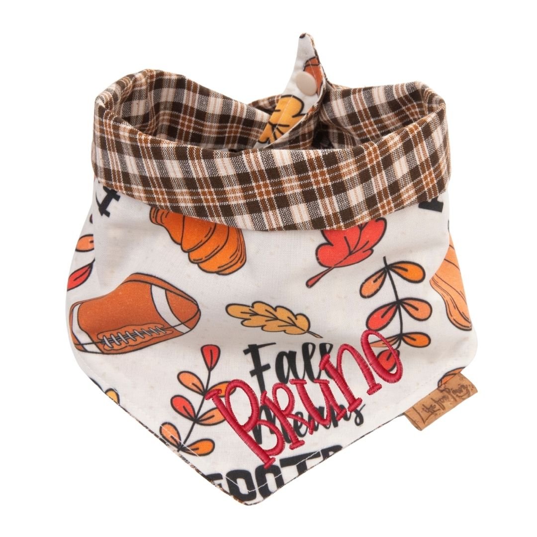 Tie and Snap Fall Football by Life for Pawz – Handmade for pets