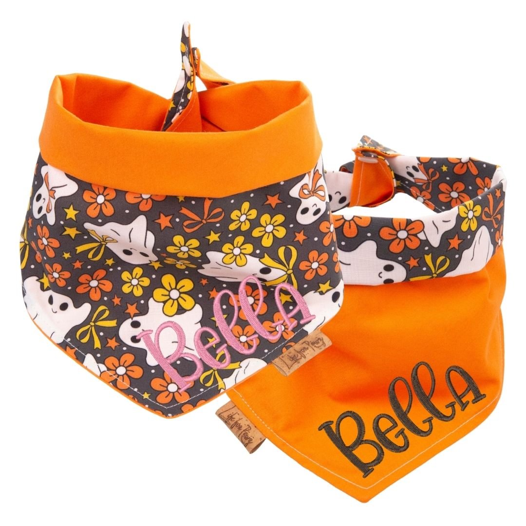 Tie and Snap Floral Ghosts by Life for Pawz – Handmade for pets