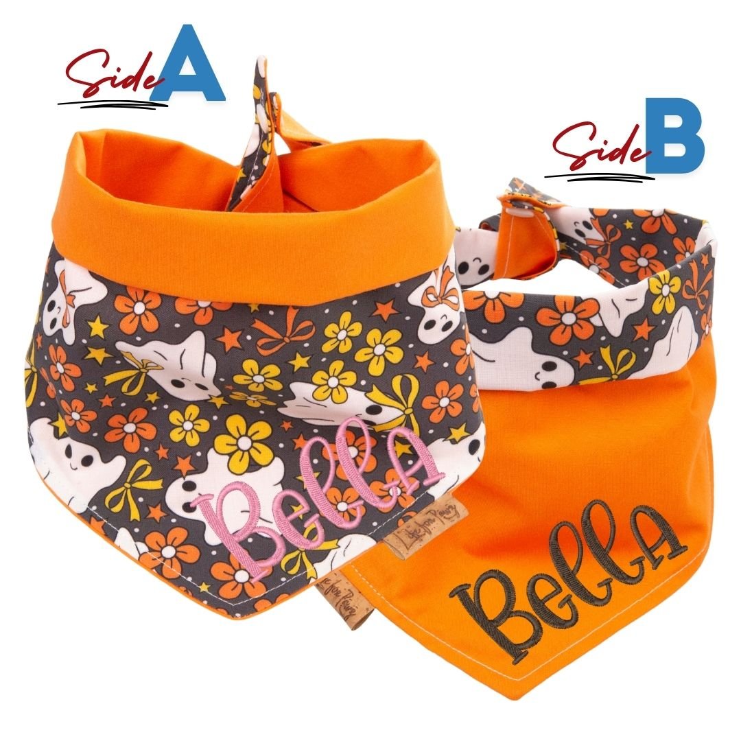 Tie and Snap Floral Ghosts by Life for Pawz – Handmade for pets
