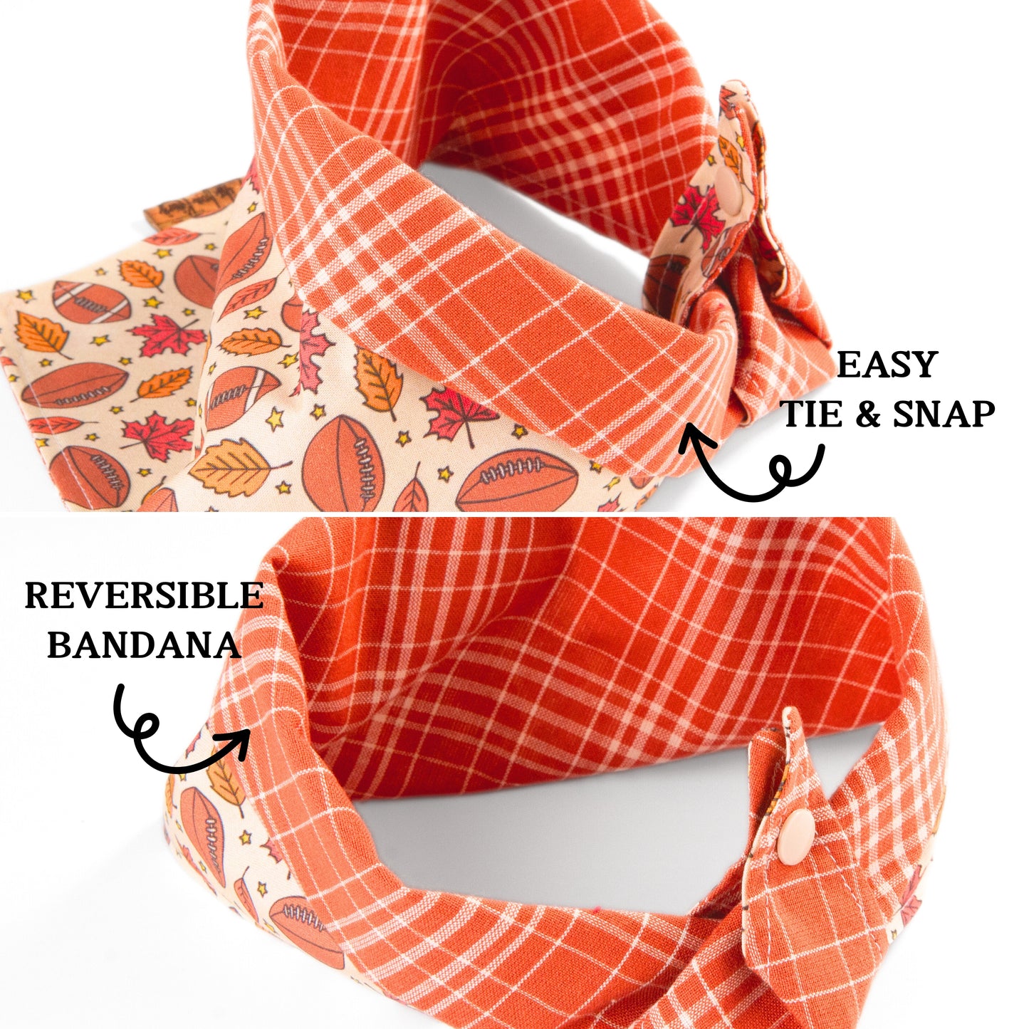 Tie and Snap Football & Fall Plaid by Life for Pawz – Handmade for pets