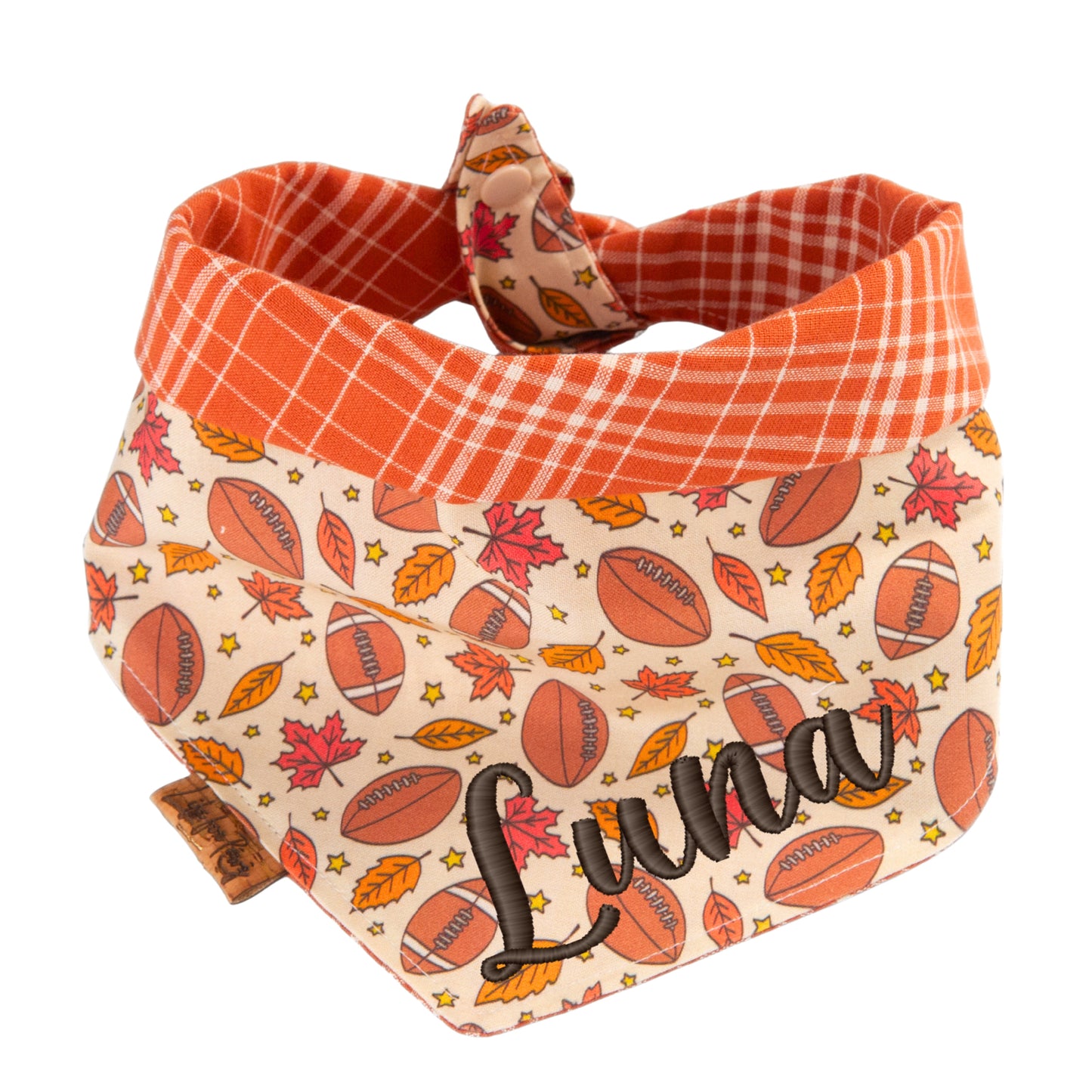 Tie and Snap Football & Fall Plaid by Life for Pawz – Handmade for pets